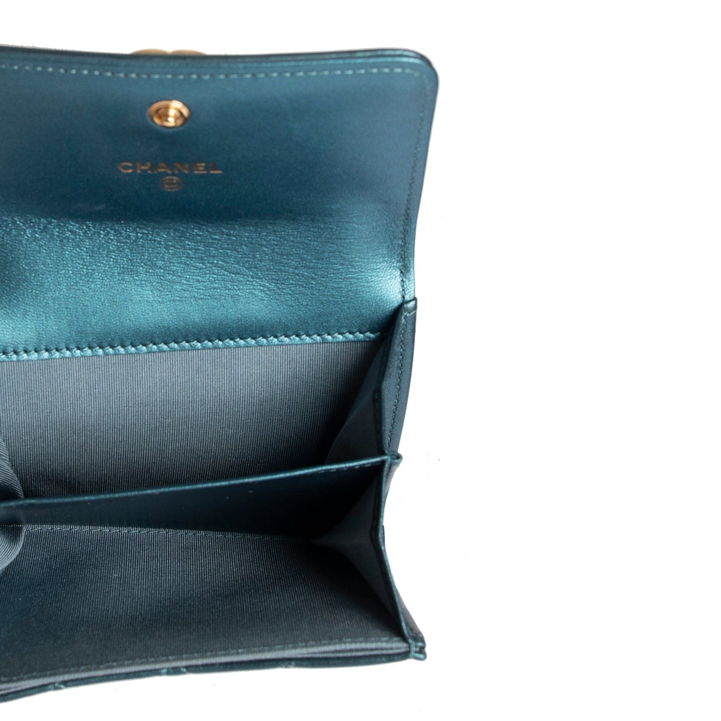 Chanel 2020 Metallic Lambskin Boy Flap Card Holder