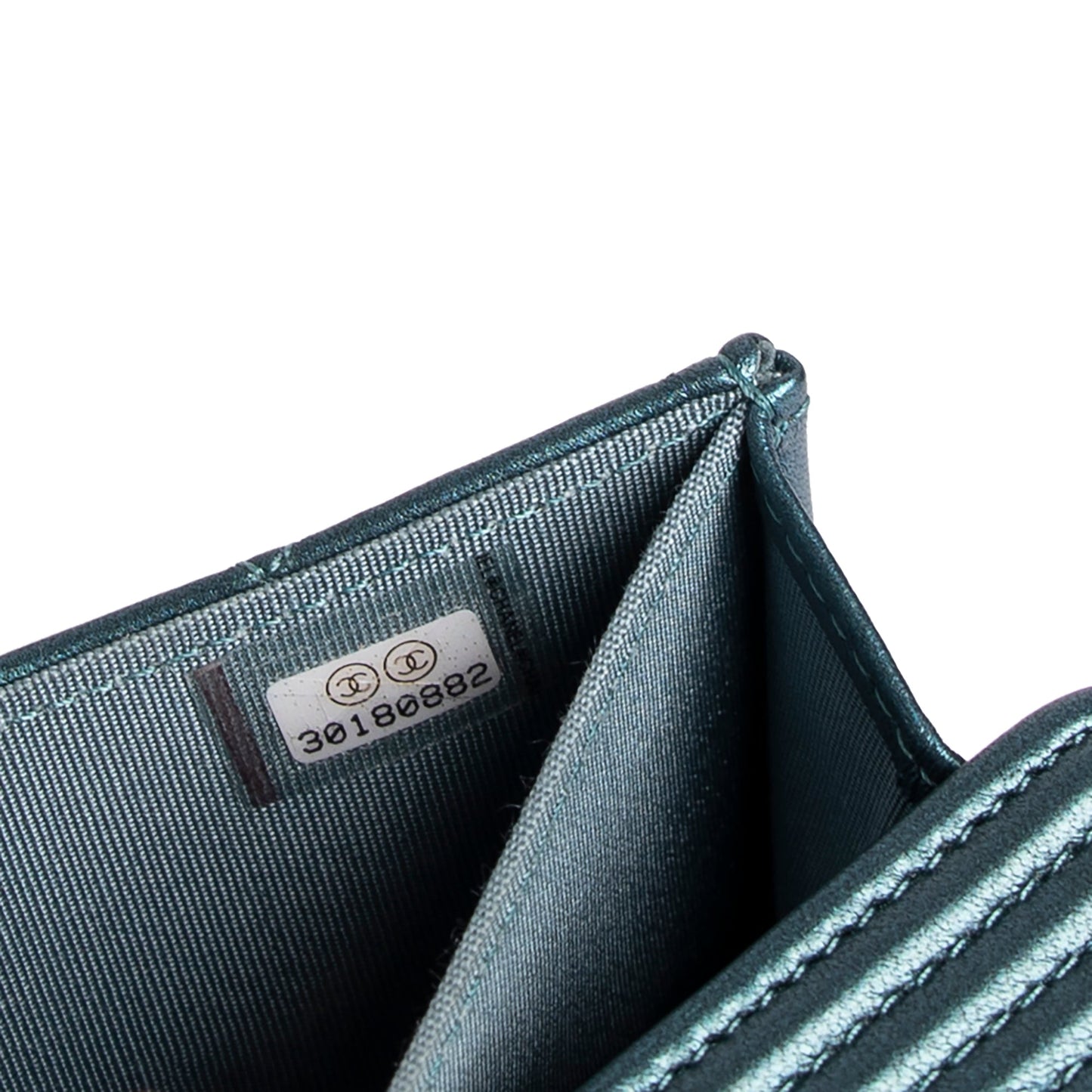 Chanel 2020 Metallic Lambskin Boy Flap Card Holder
