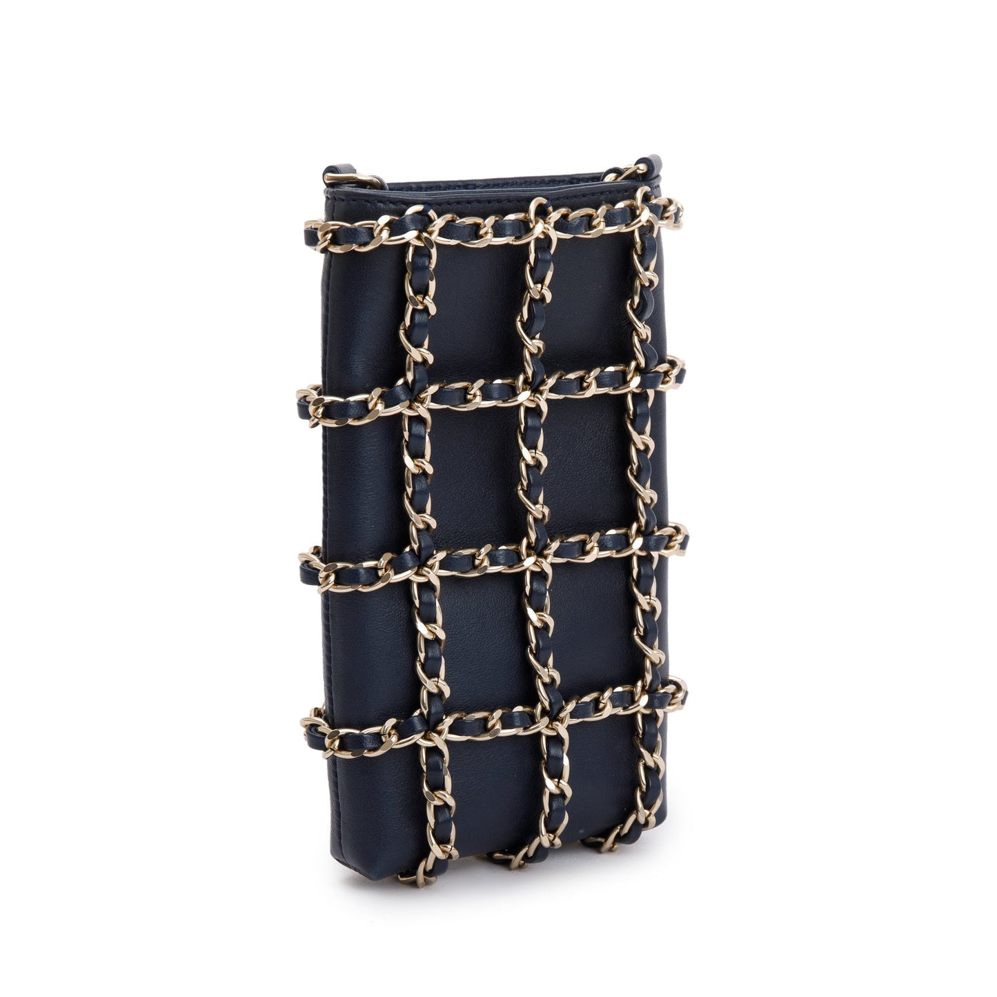 Chanel 2020 Navy Leather Tech Me Out Clutch With Chain