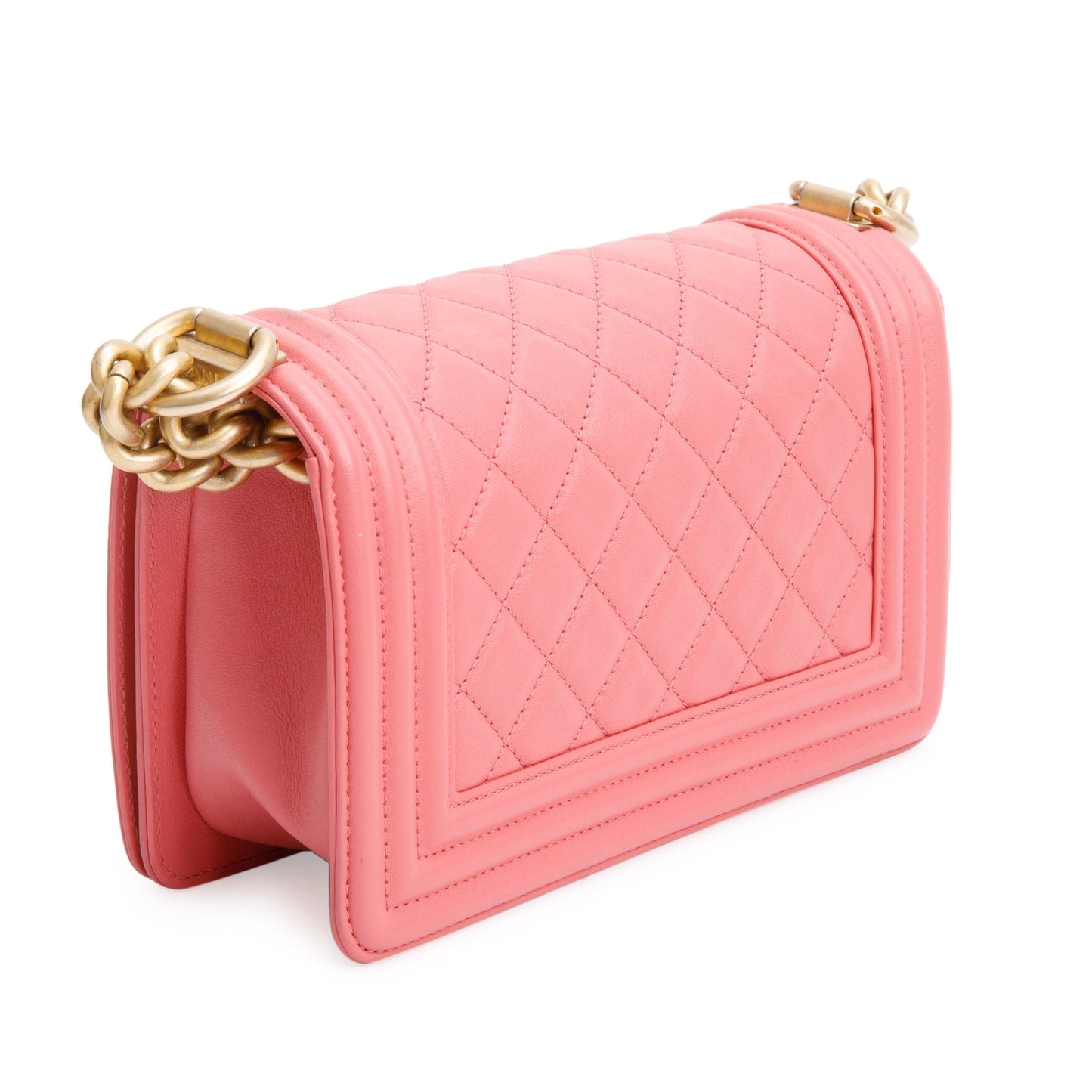 Chanel 2020 Pink Lambskin Leather Small Boy Bag