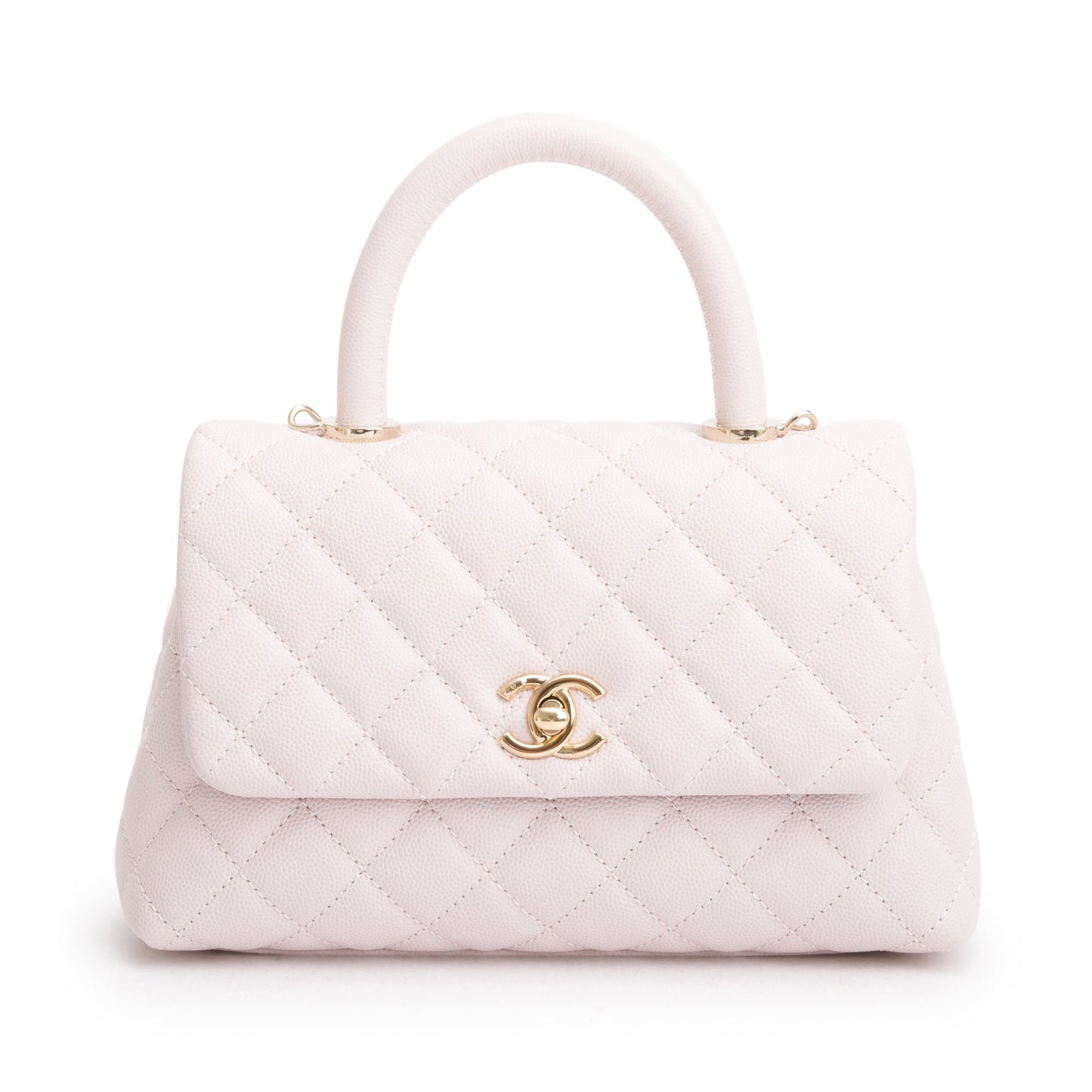 Chanel 2020 Pink Quilted Caviar Leather Small Coco Handle Bag