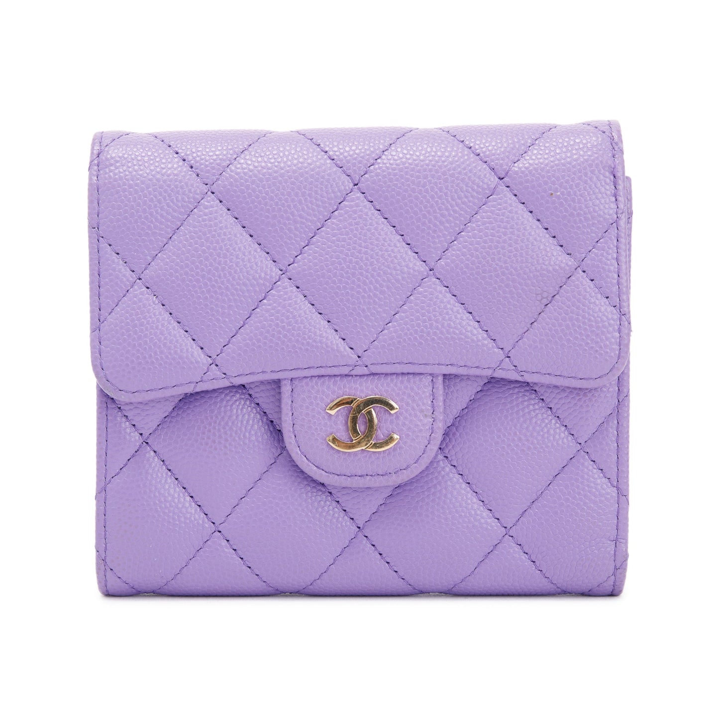 Chanel 2020 Purple Caviar Compact Wallet