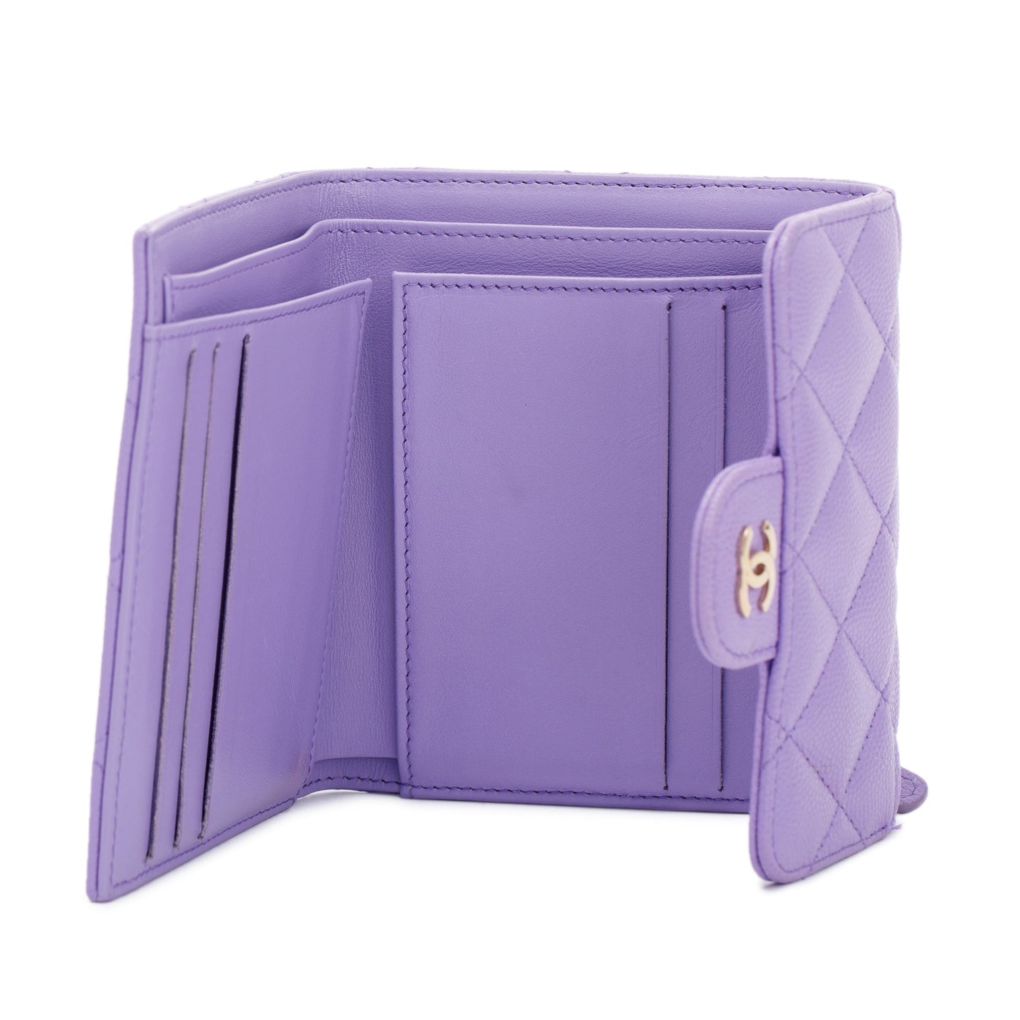 Chanel 2020 Purple Caviar Compact Wallet