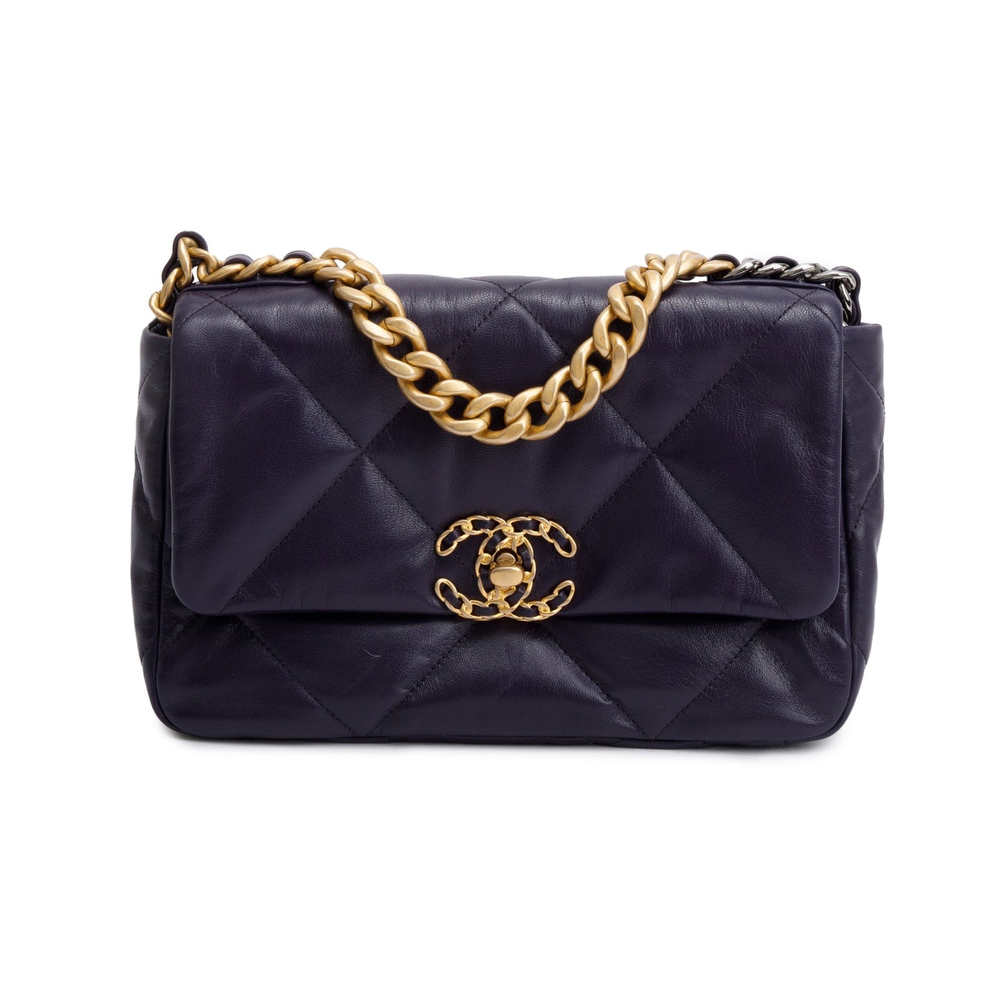 Chanel 2020 Purple Lambskin Leather Medium 19 Flap Bag