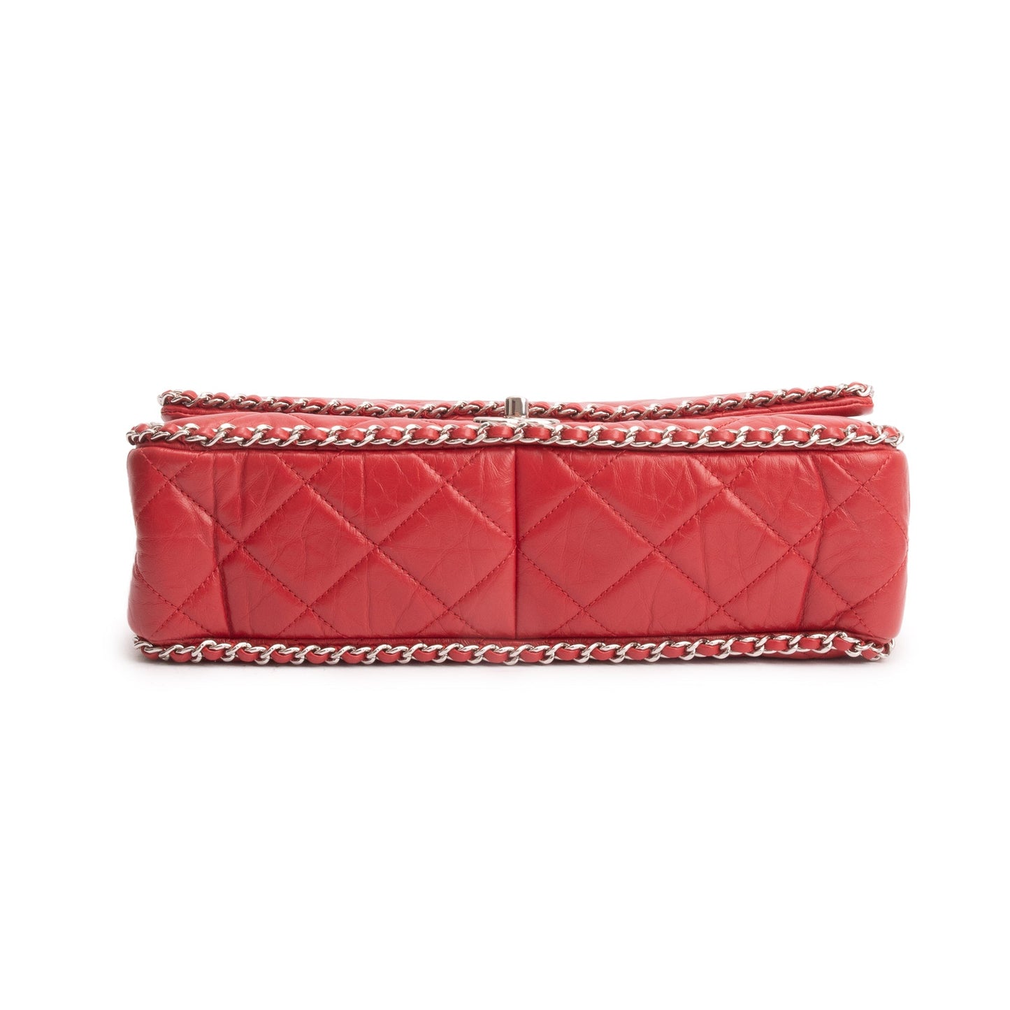 Chanel 2020 Red Quilted Calfskin Leather Large Running Chain Flap Bag