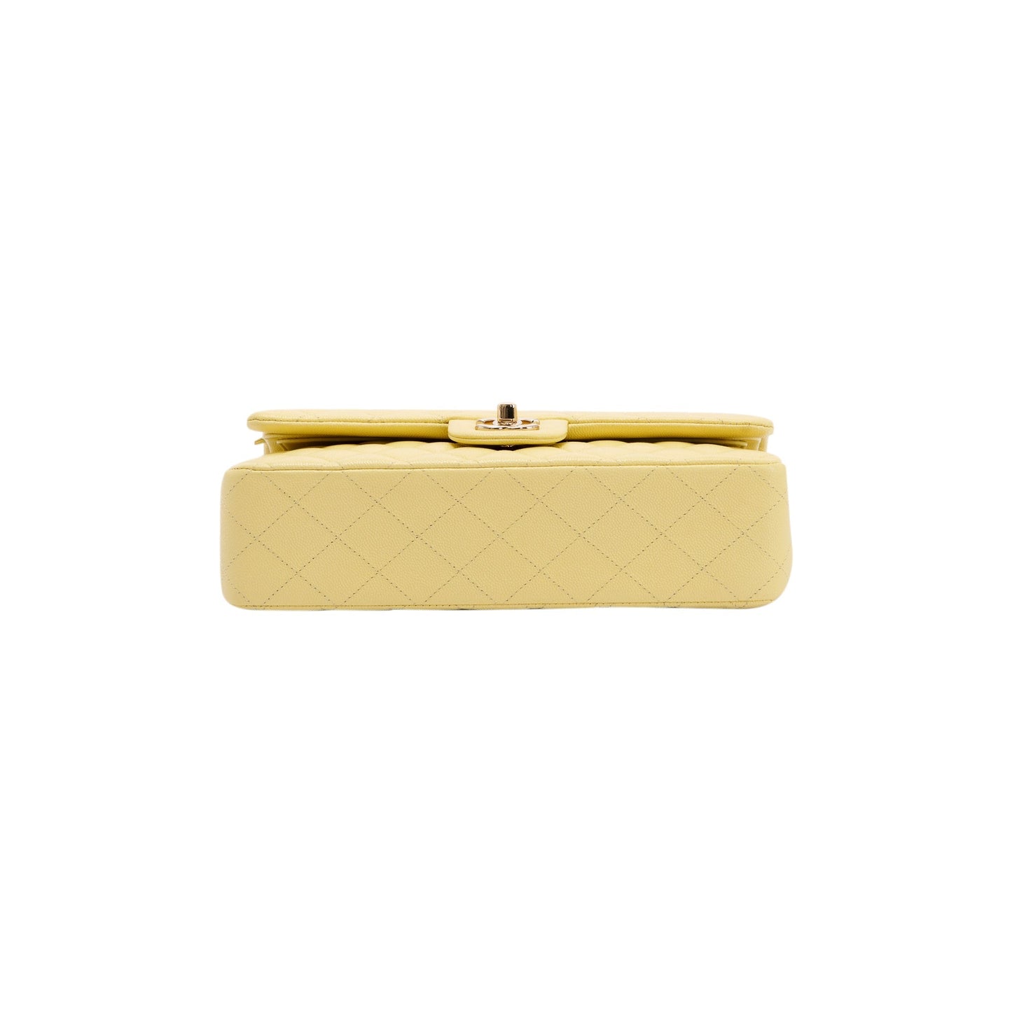 Chanel 2020 Yellow Caviar Classic Medium Double Flap Bag