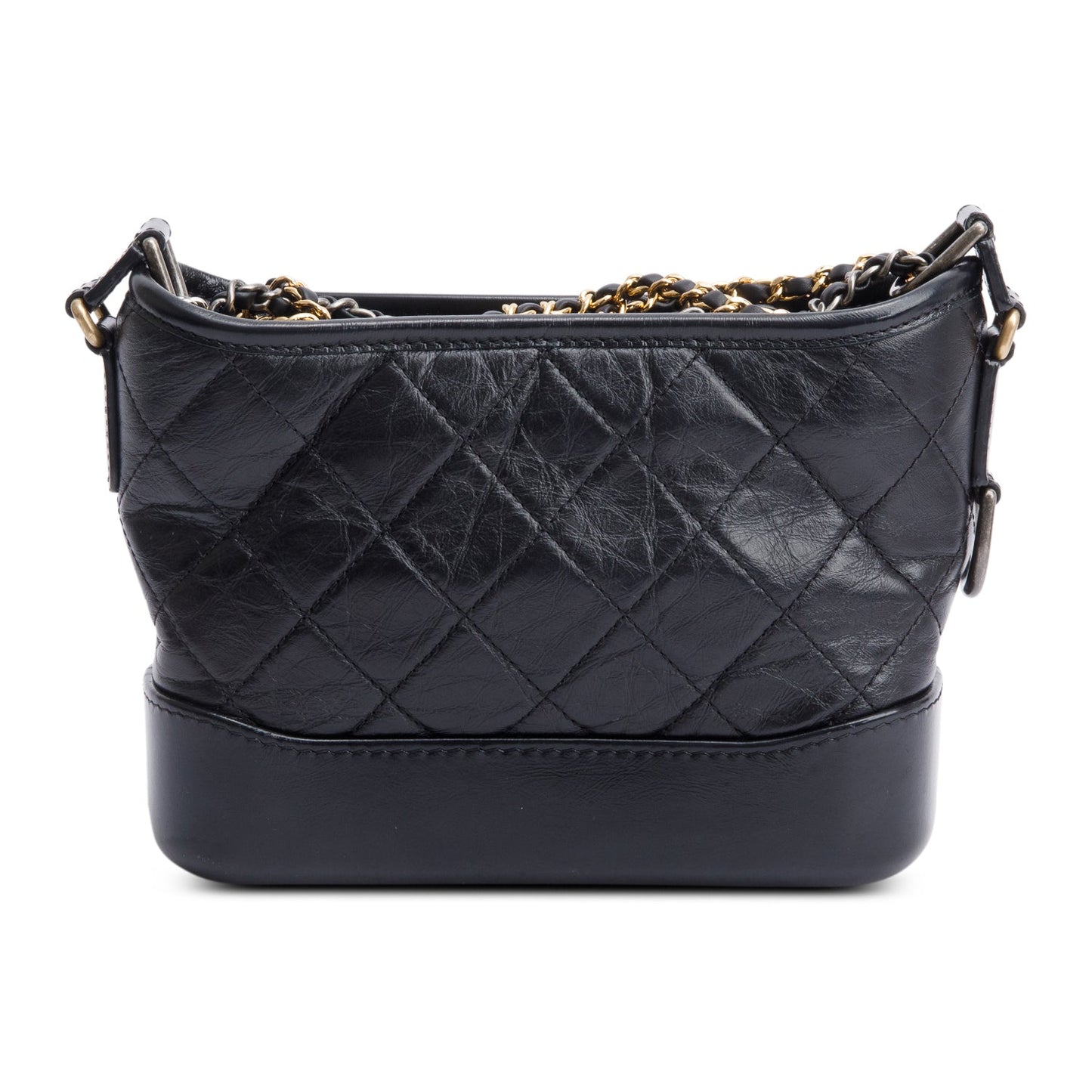 Chanel 2021 Black Aged Calfskin Leather Small Gabrielle Hobo