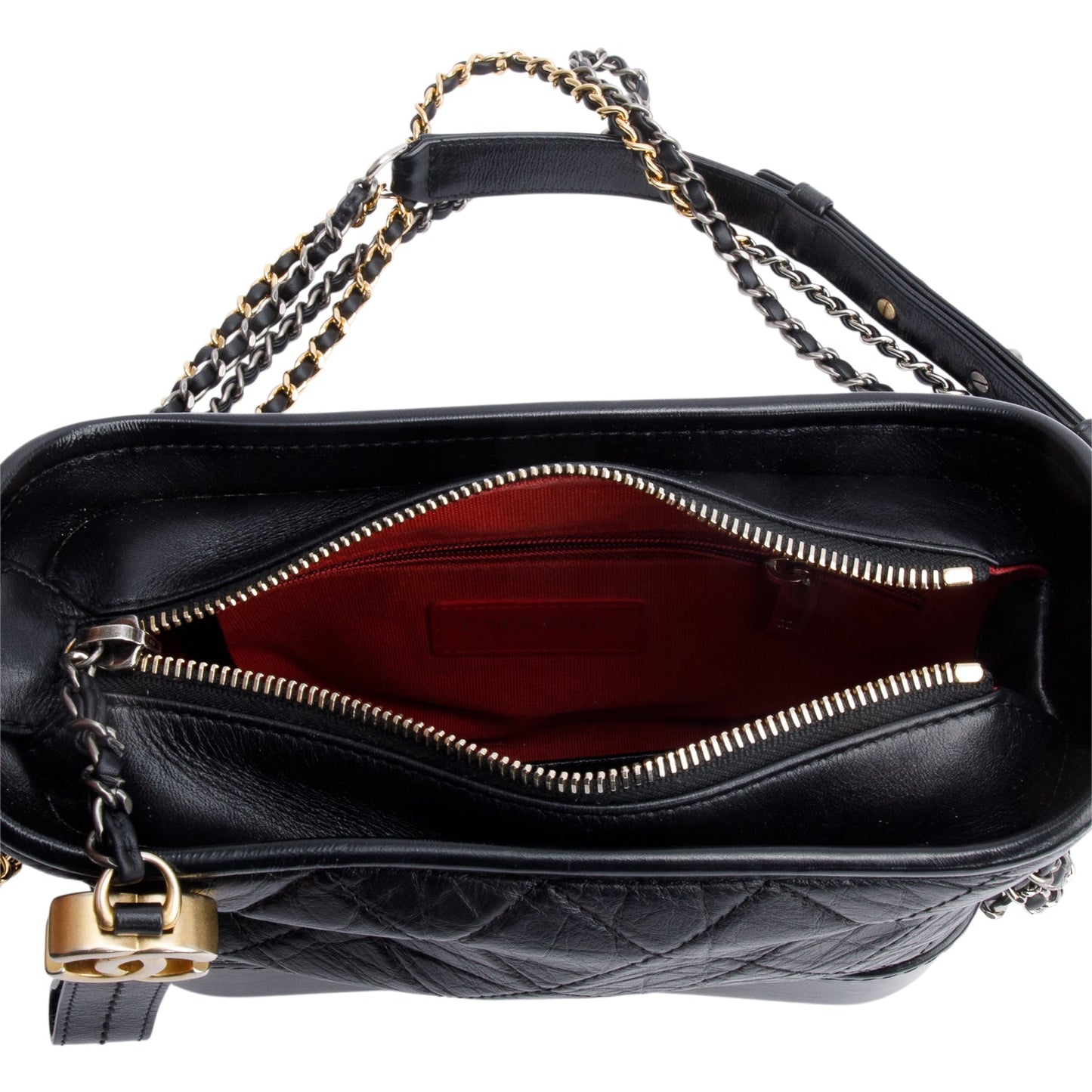 Chanel 2021 Black Aged Calfskin Leather Small Gabrielle Hobo