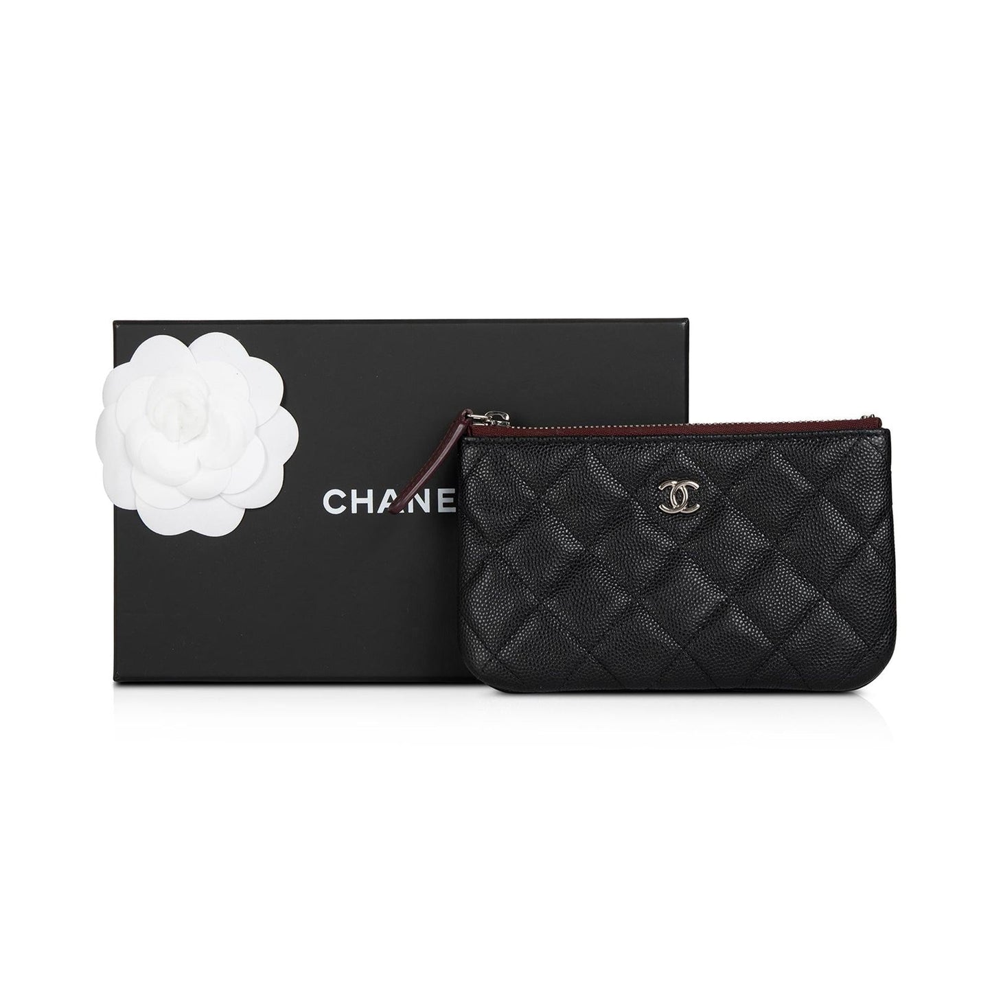Chanel 2021 Black Caviar Classic Mini Zip Pouch