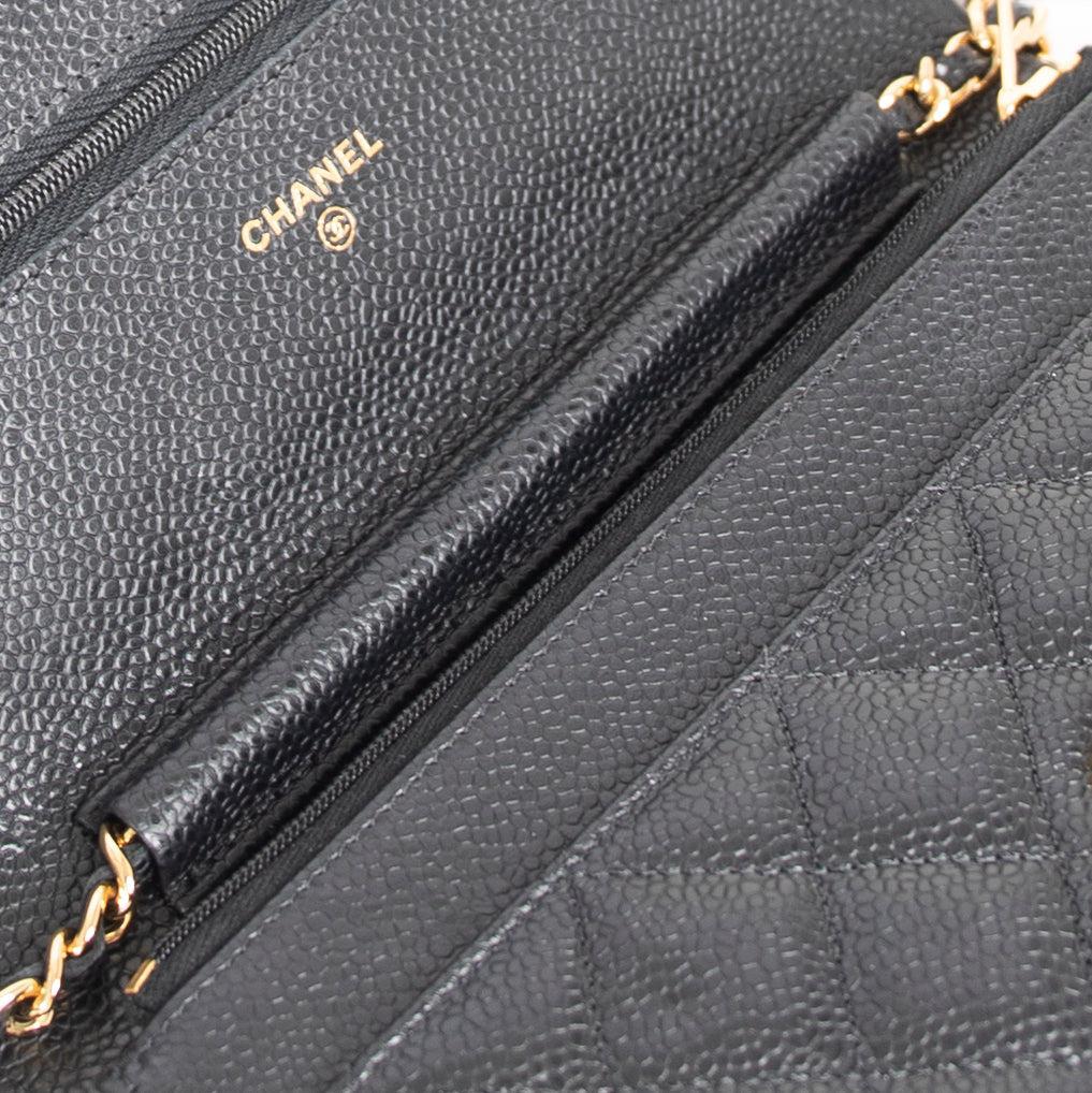 Chanel 2021 Black Caviar Classic Wallet on Chain