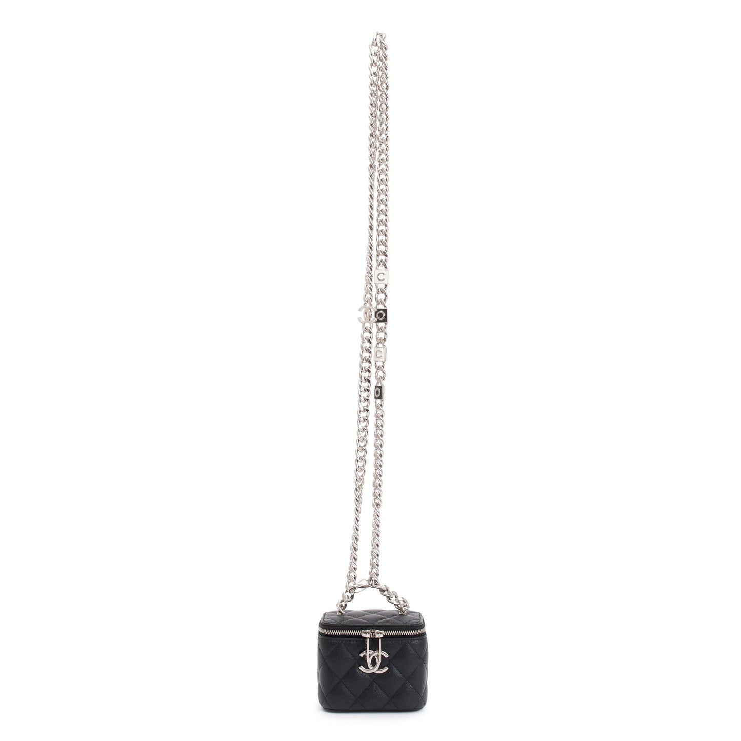 Chanel 2021 Black Caviar Leather Mini Coco Vanity Case