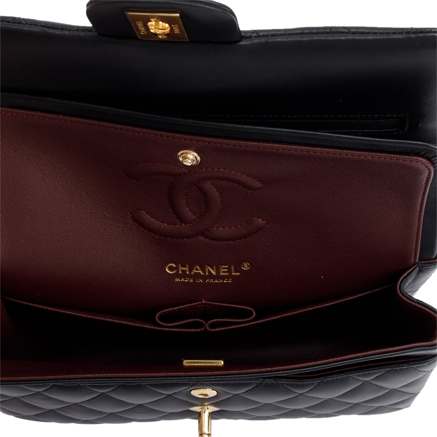 Chanel 2021 Black Lambskin Classic Small Double Flap Bag