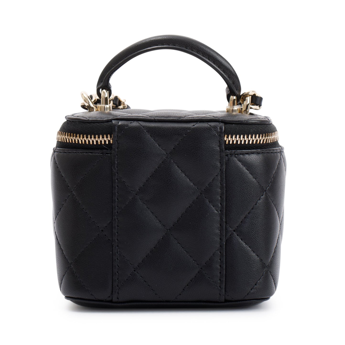 Chanel 2021 Black Lambskin Leather Mini Vanity Case