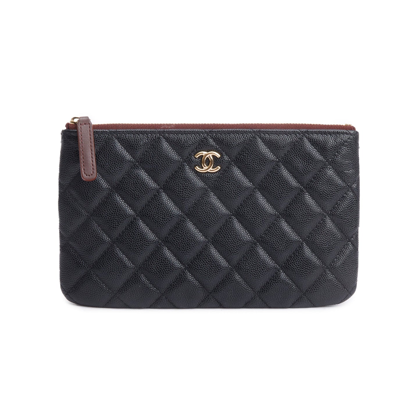 Chanel 2021 Black Quilted Caviar Leather Classic Zipped Pouch