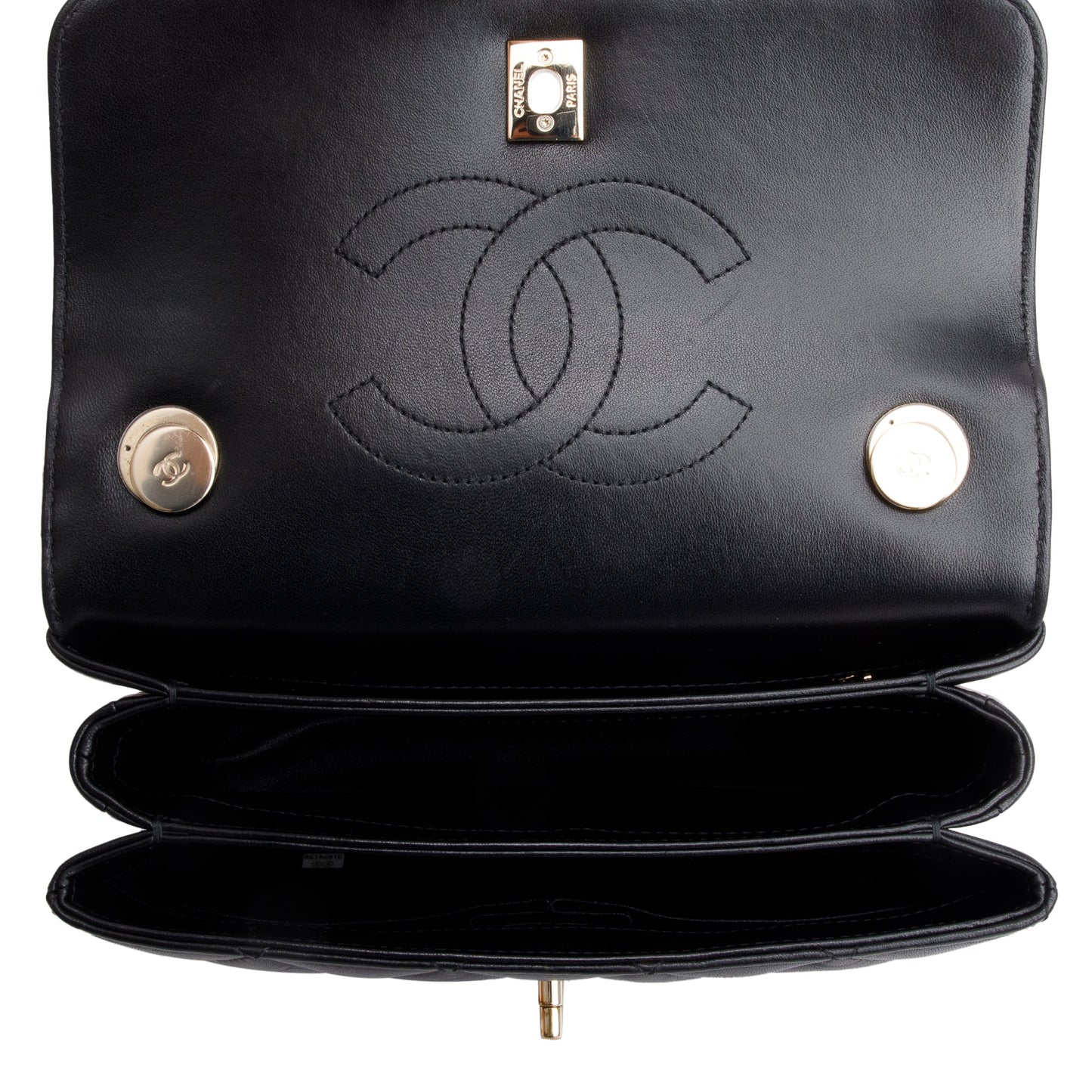 Chanel 2021 Black Quilted Lambskin Trendy CC Small Top Handle Flap Bag