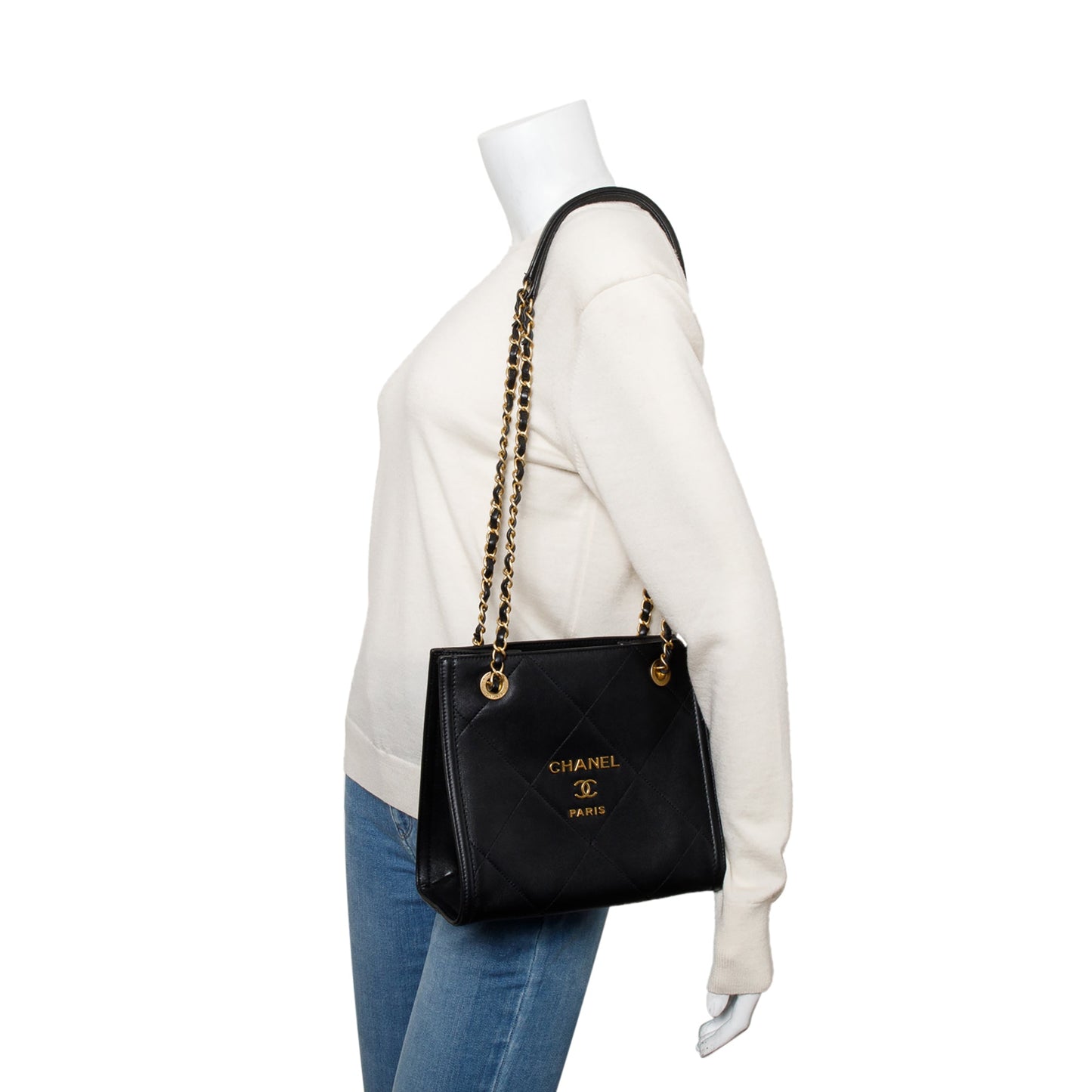 Chanel 2021 Black Quilted Matelasse Mini Shopper Tote