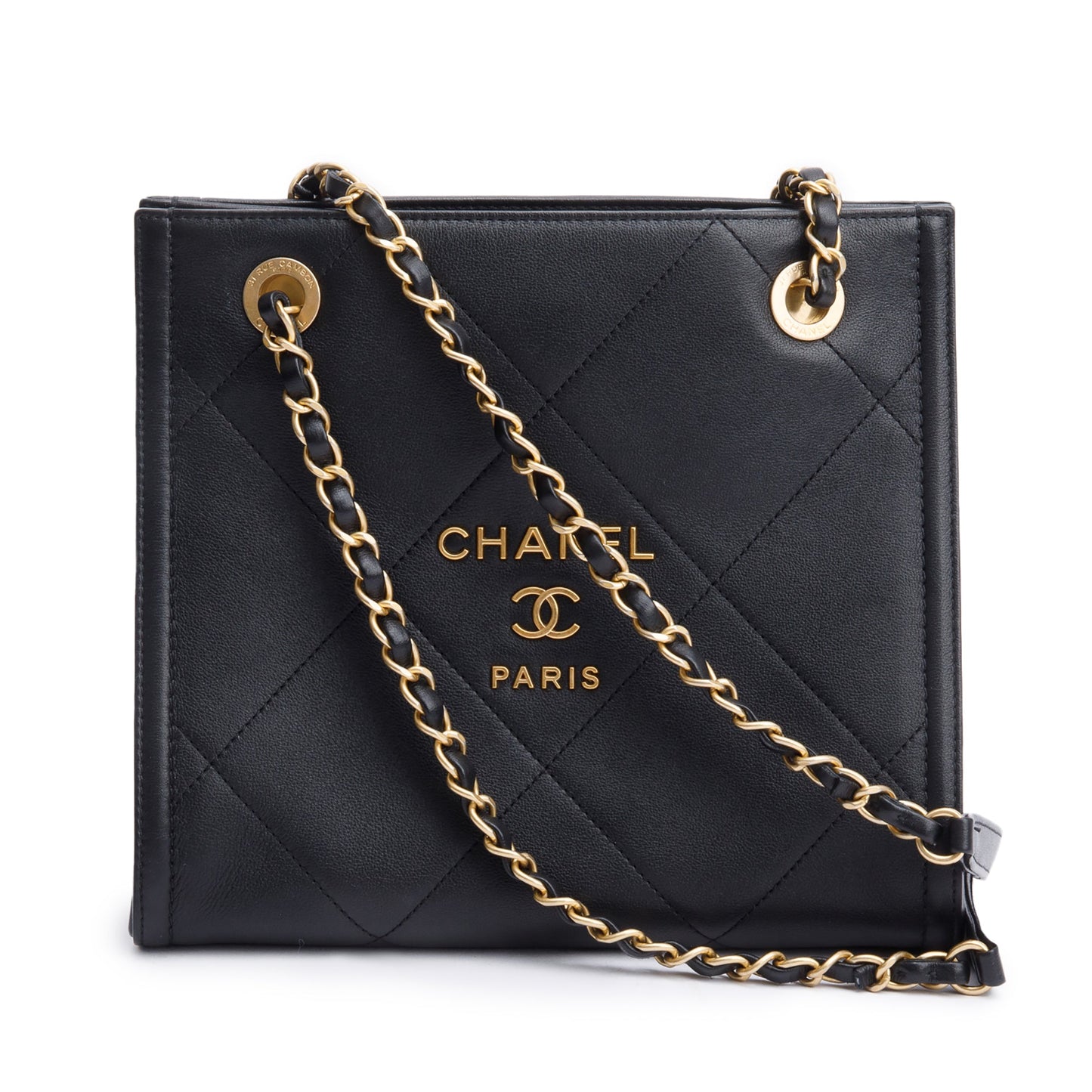 Chanel 2021 Black Quilted Matelasse Mini Shopper Tote