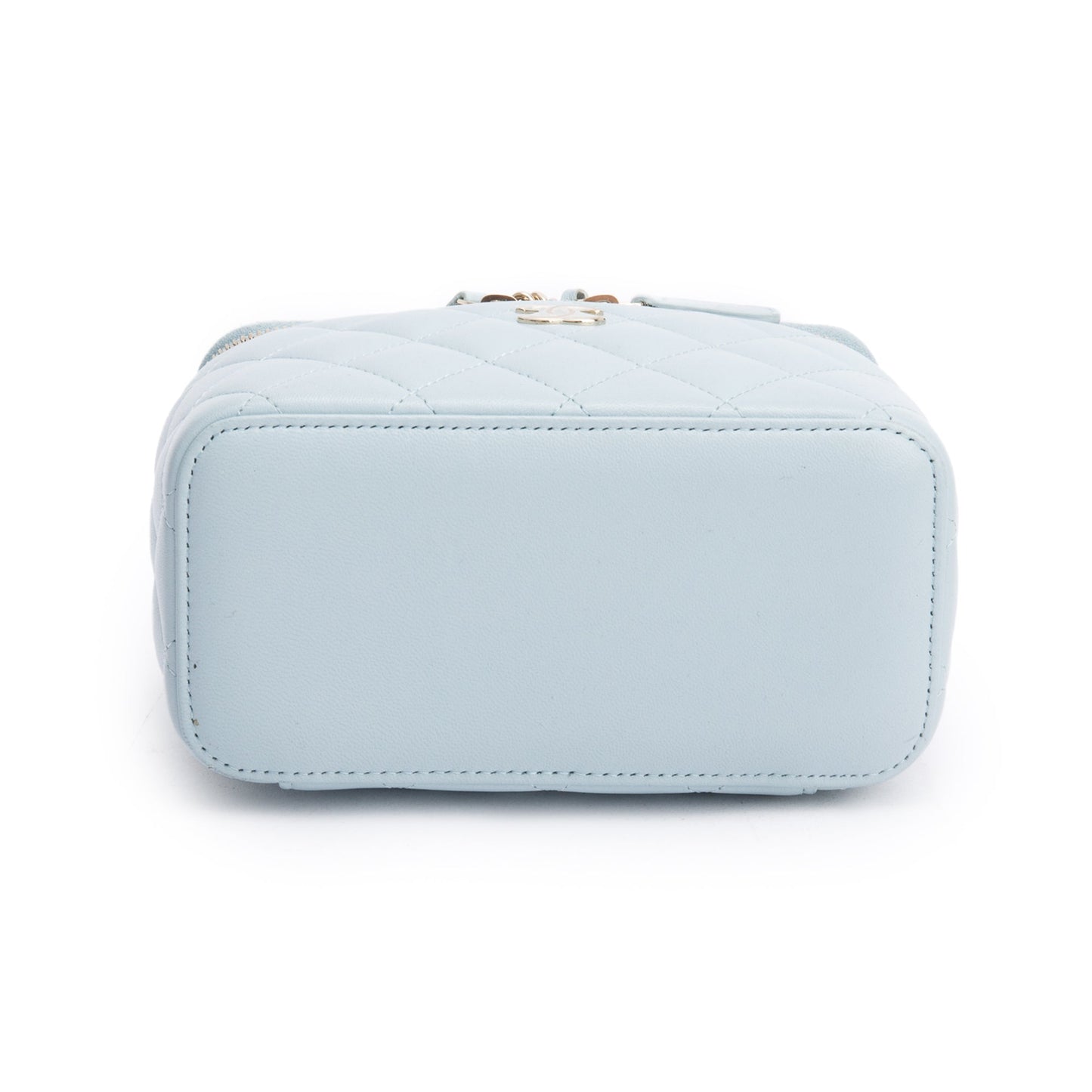 Chanel 2021 Blue Lambskin Leather Small Top Handle Vanity Case