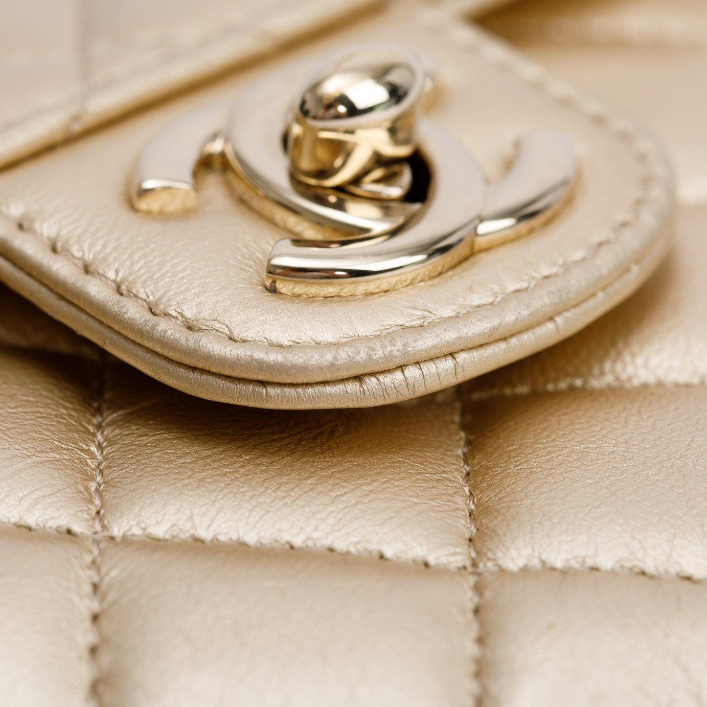 Chanel 2021 Gold Lambskin Leather Mini CC In Love Heart Bag