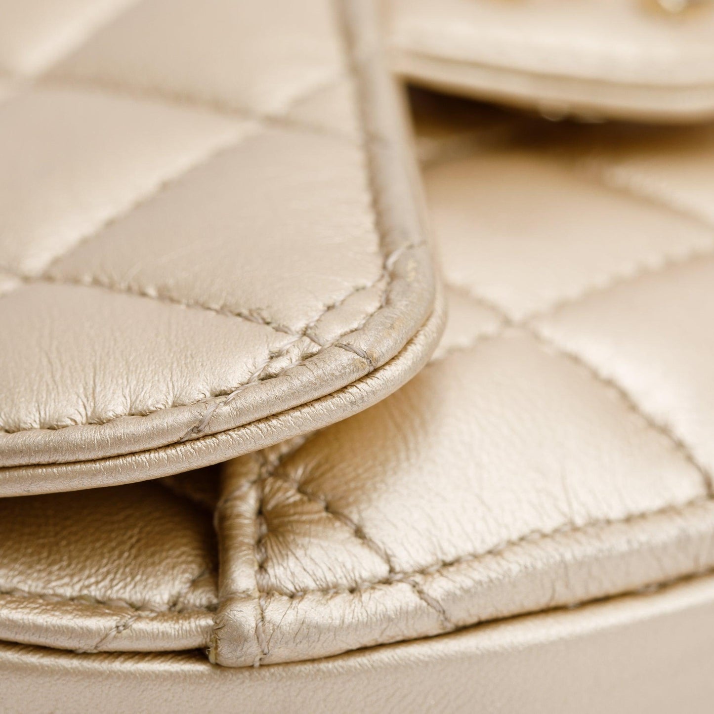 Chanel 2021 Gold Lambskin Leather Mini CC In Love Heart Bag