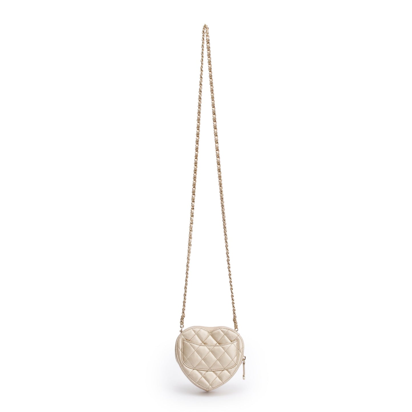 Chanel 2021 Gold Lambskin Leather Mini CC In Love Heart Bag