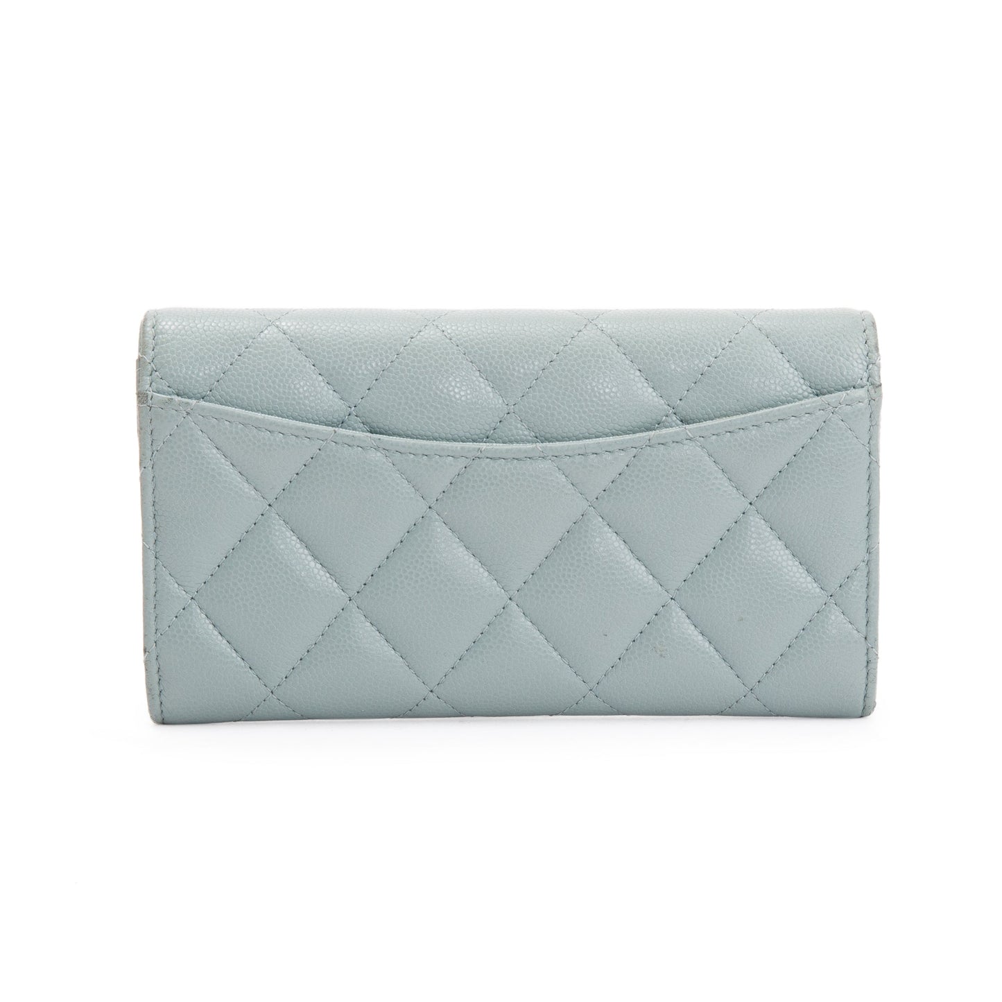 Chanel 2021 Grey Caviar Leather Medium Flap Wallet