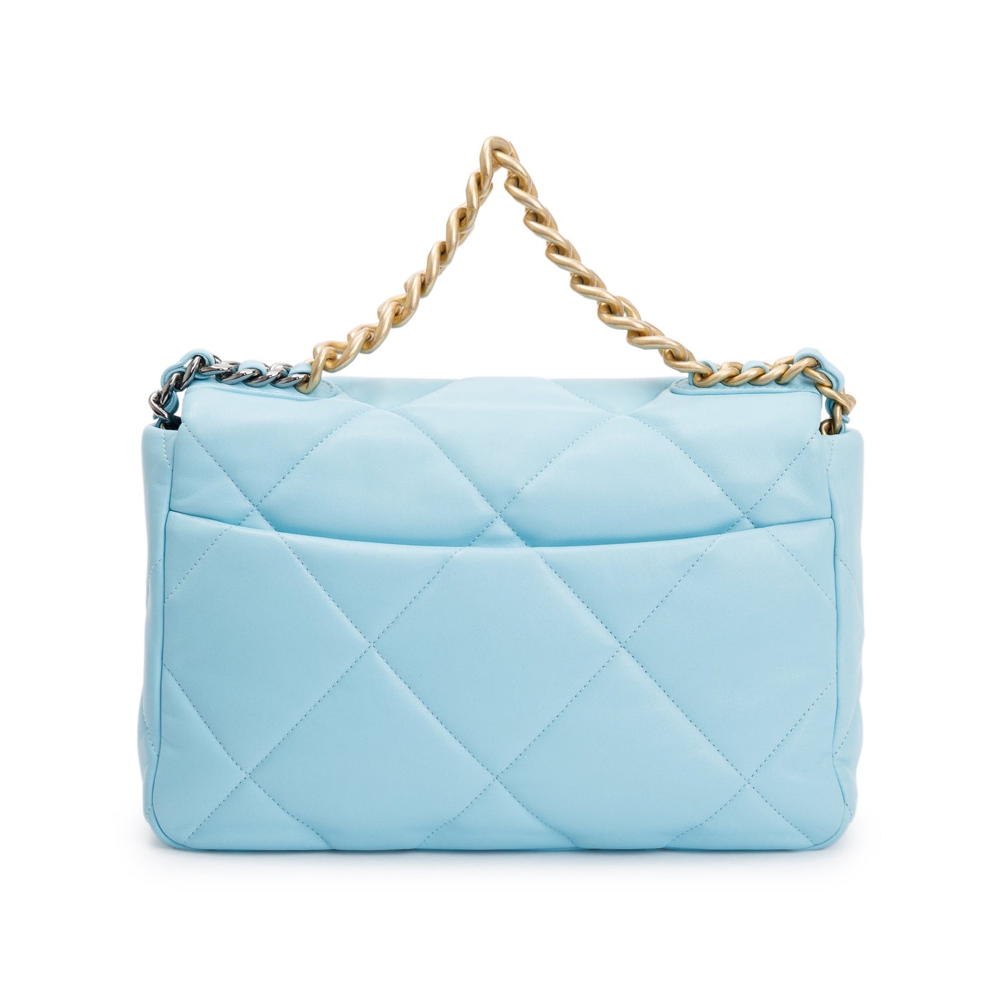 Chanel 2021 Light Blue Lambskin Leather Large 19 Flap Bag