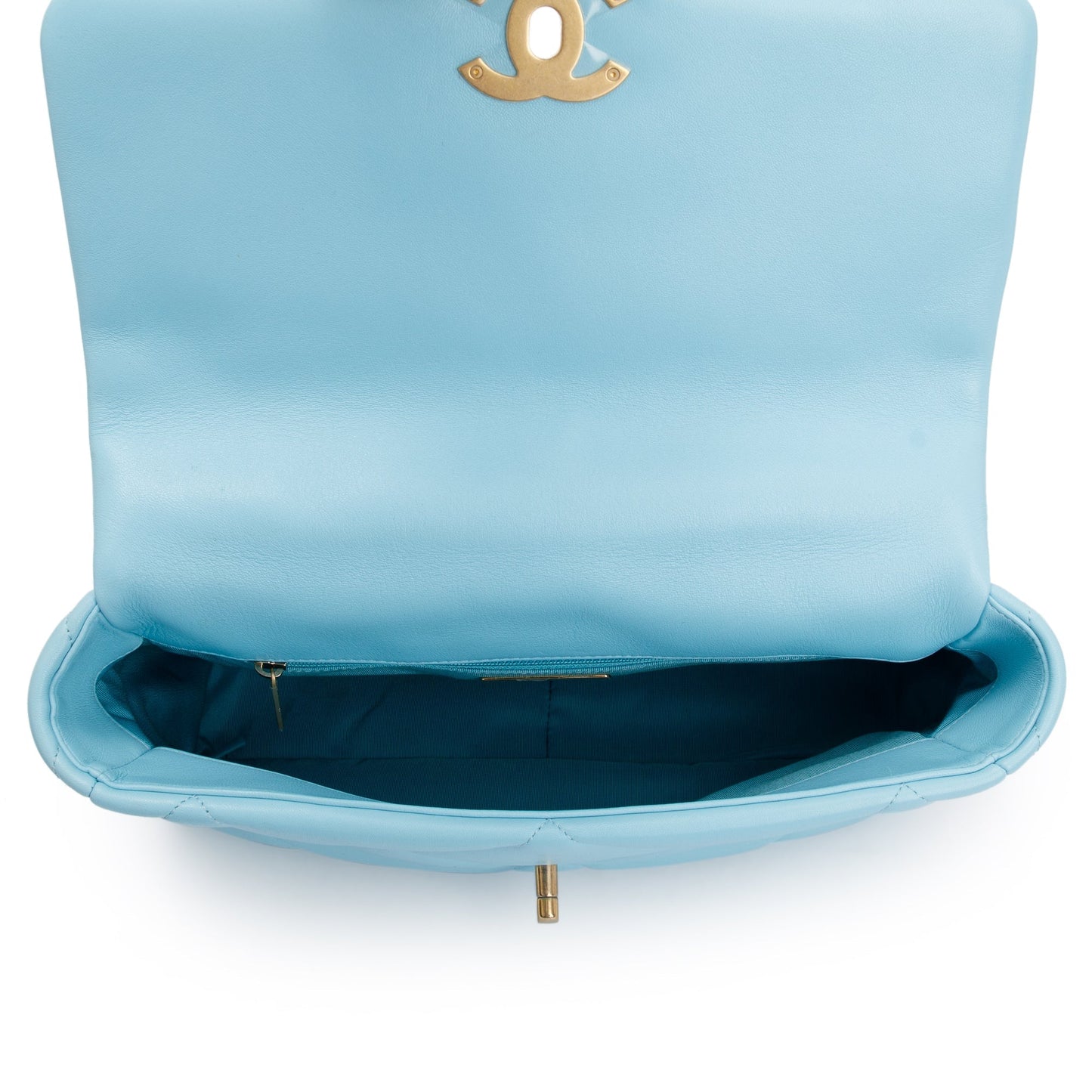 Chanel 2021 Light Blue Lambskin Leather Large 19 Flap Bag
