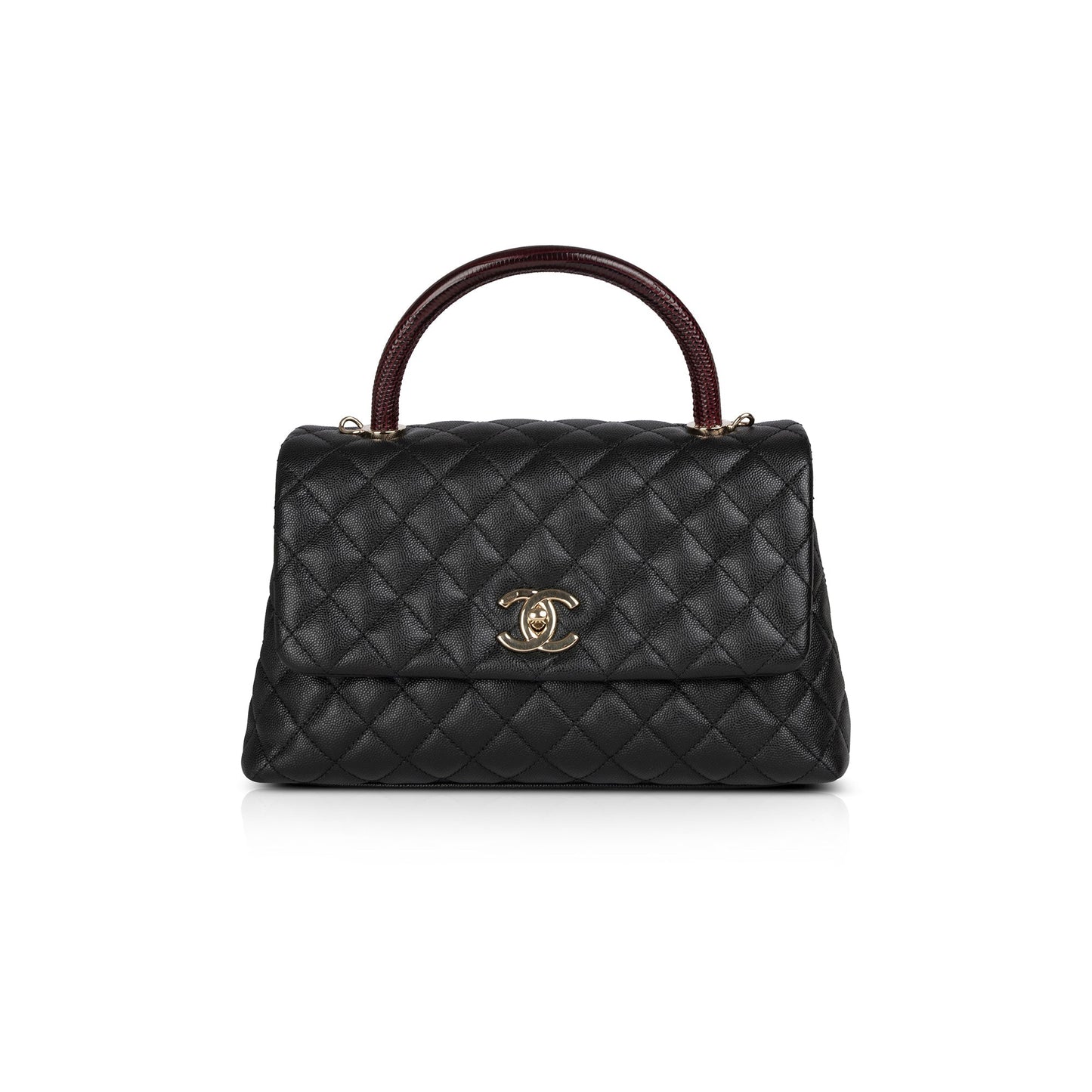 Chanel 2021 Medium Lizard-Trimmed Coco Handle Bag