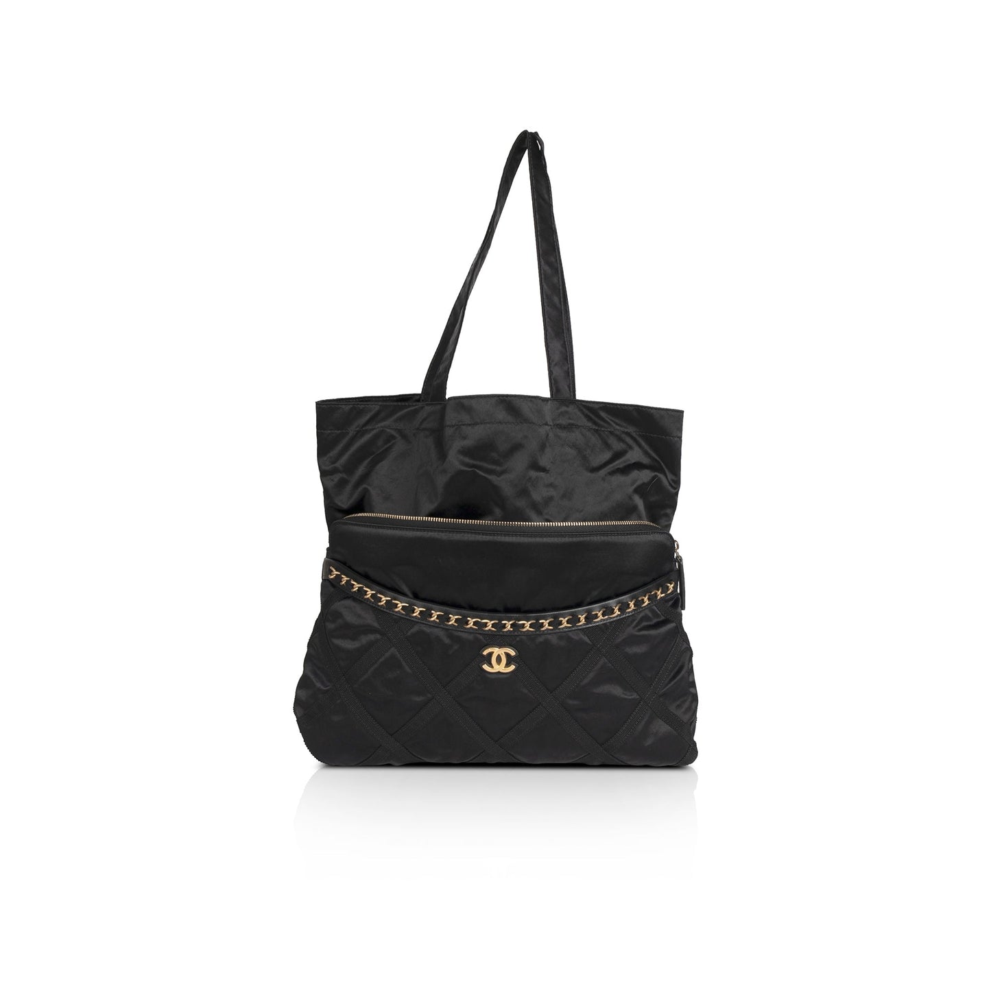 Chanel 2021 Nylon Grosgrain Lifestyle Pouch with Foldable Tote Bag