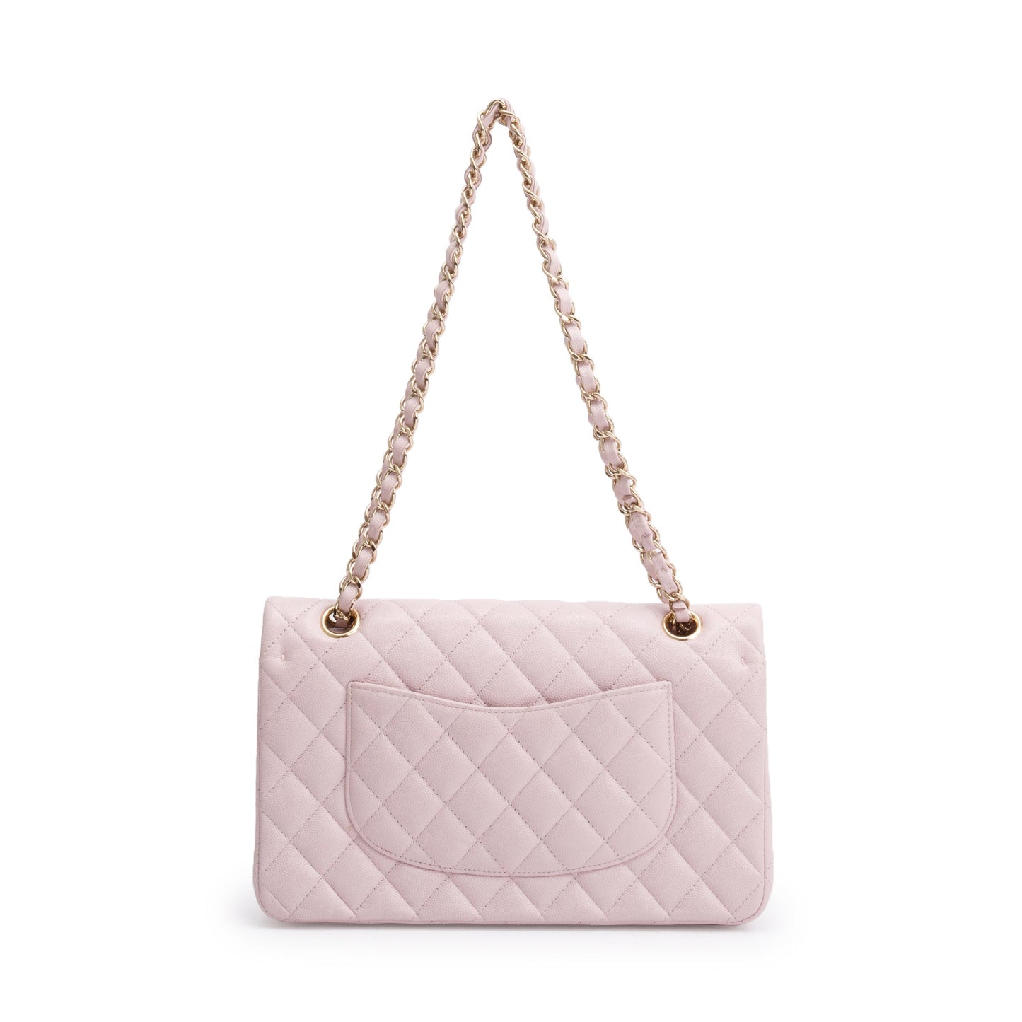 Chanel 2021 Pink Caviar Leather Medium Classic Double Classic Flap Bag