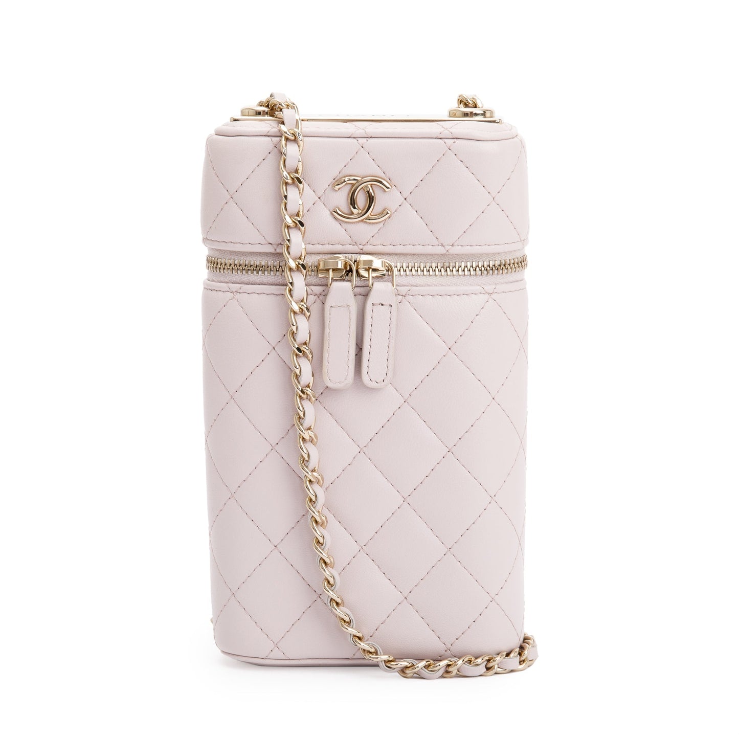 Chanel 2021 Pink Quilted Lambskin Leather Trendy CC Phone Holder Crossbody