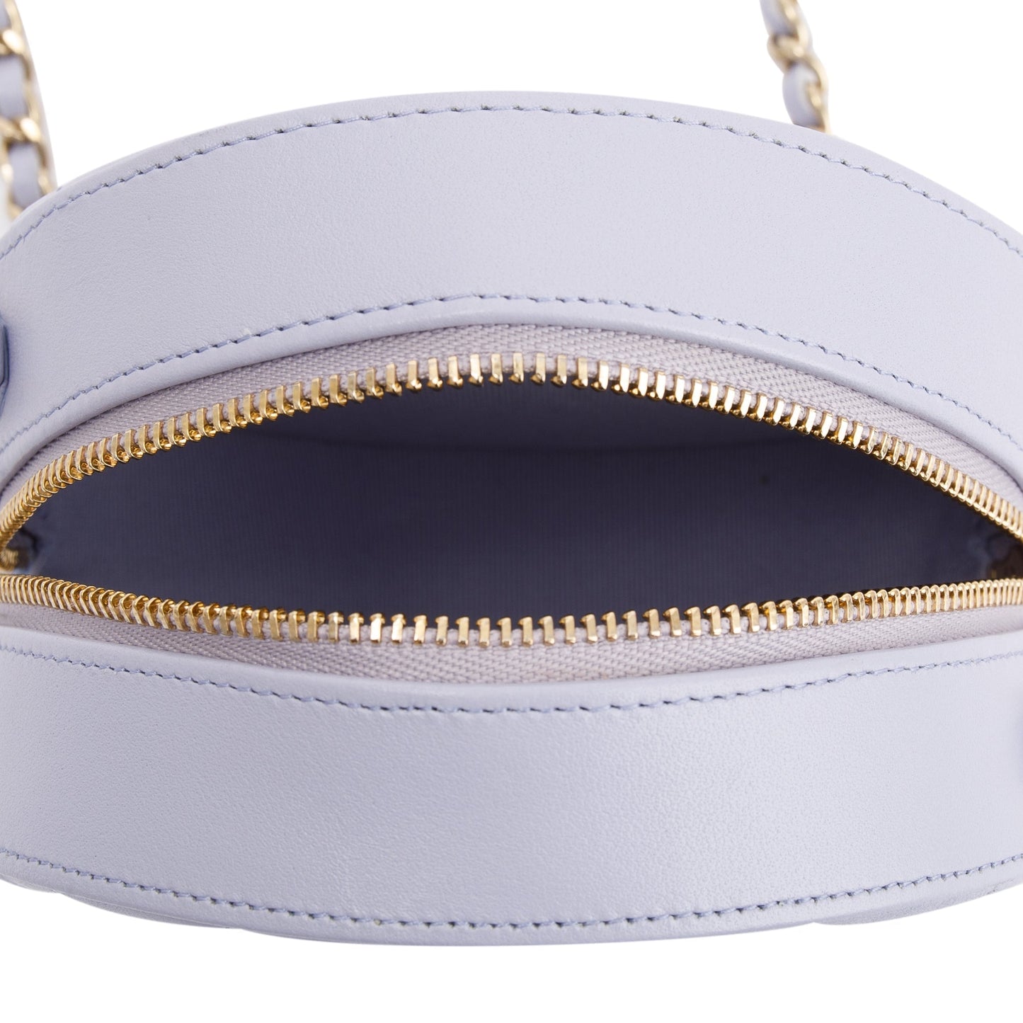 Chanel 2021 Purple Lambskin Bow Strap Round Chain Clutch
