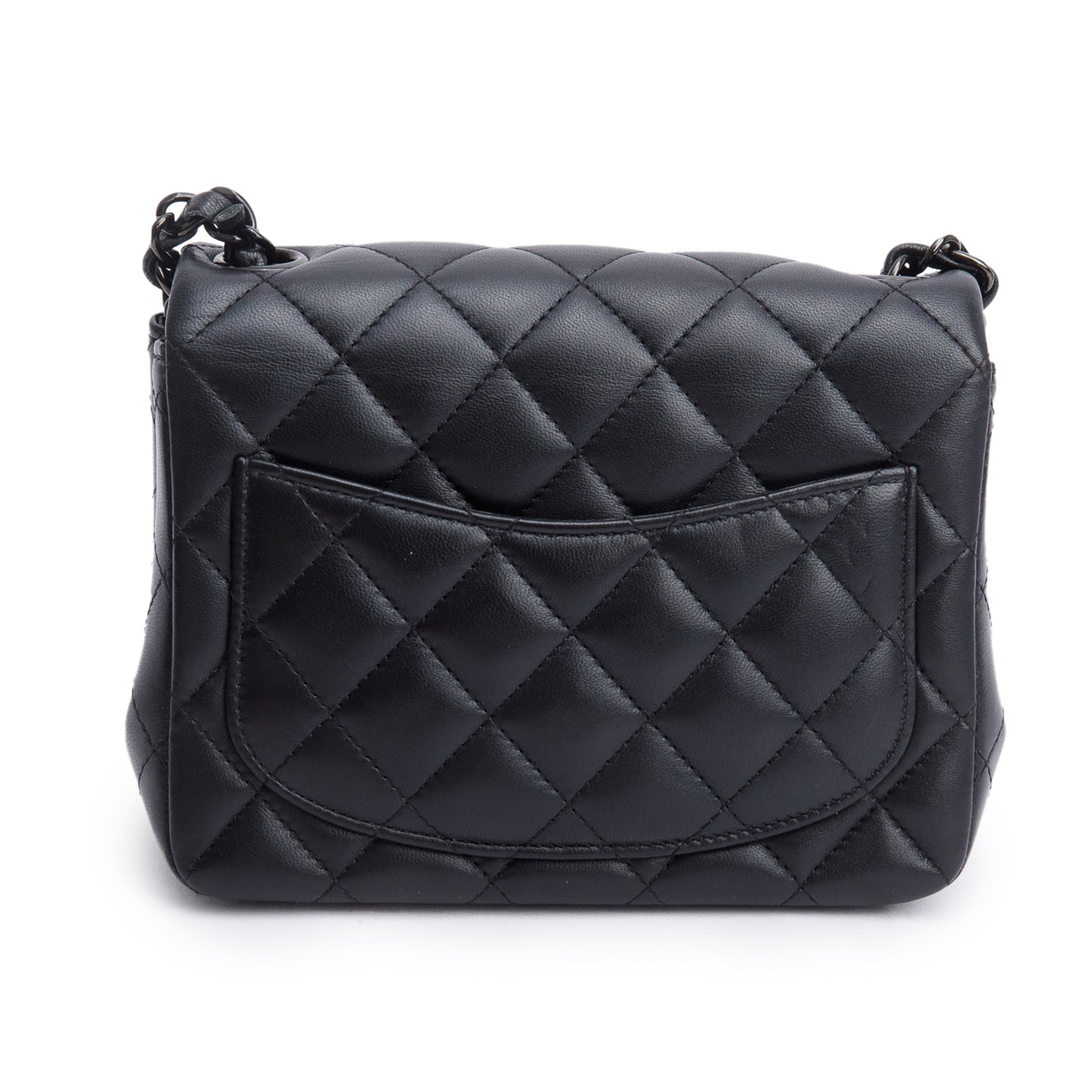 Chanel 2021 So Black Quilted Lambskin Leather Classic Square Mini Flap Bag