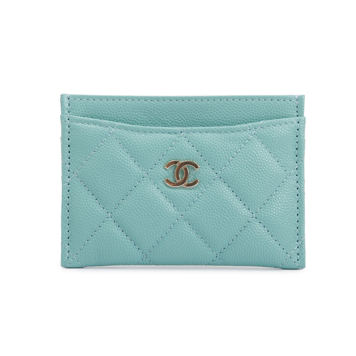 Chanel 2021 Tiffany Blue Caviar Leather Classic Card Holder