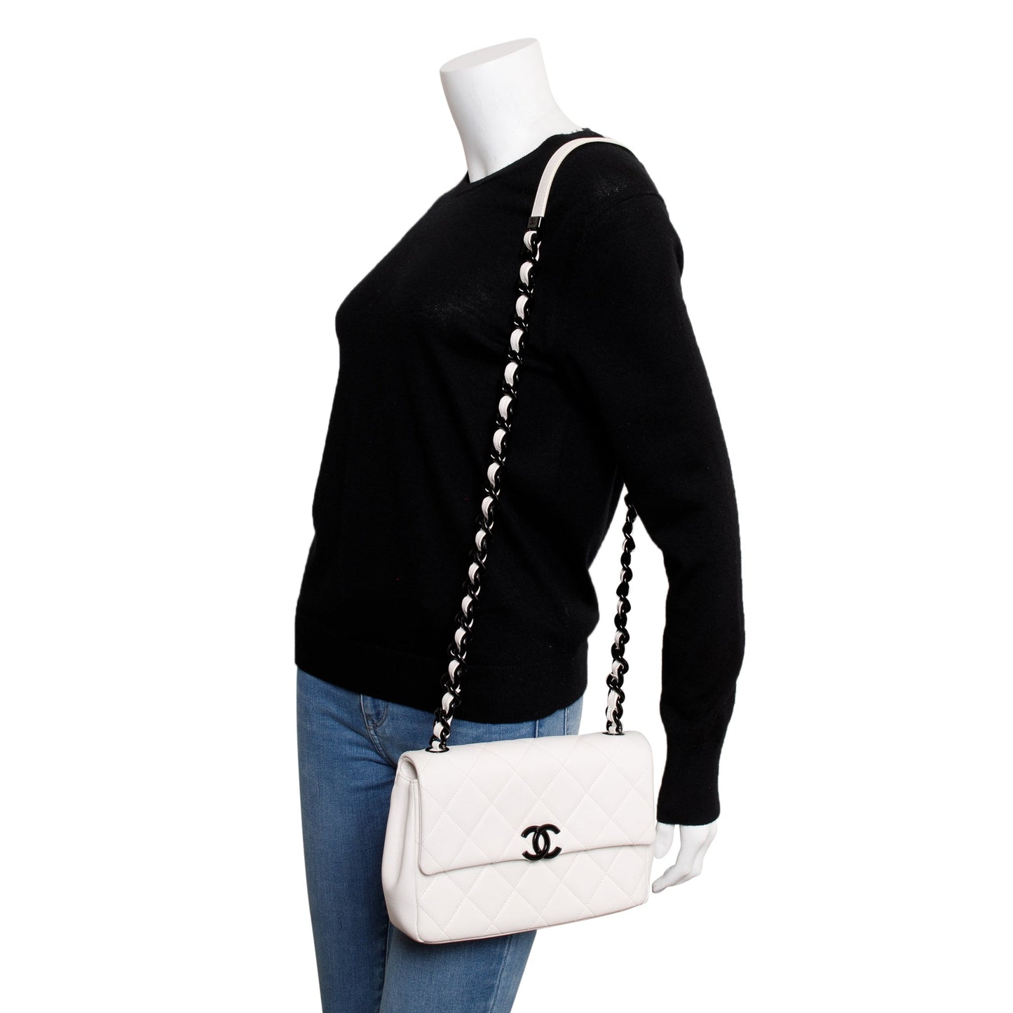 Chanel 2021 White Caviar Leather Small My Everything Flap Bag