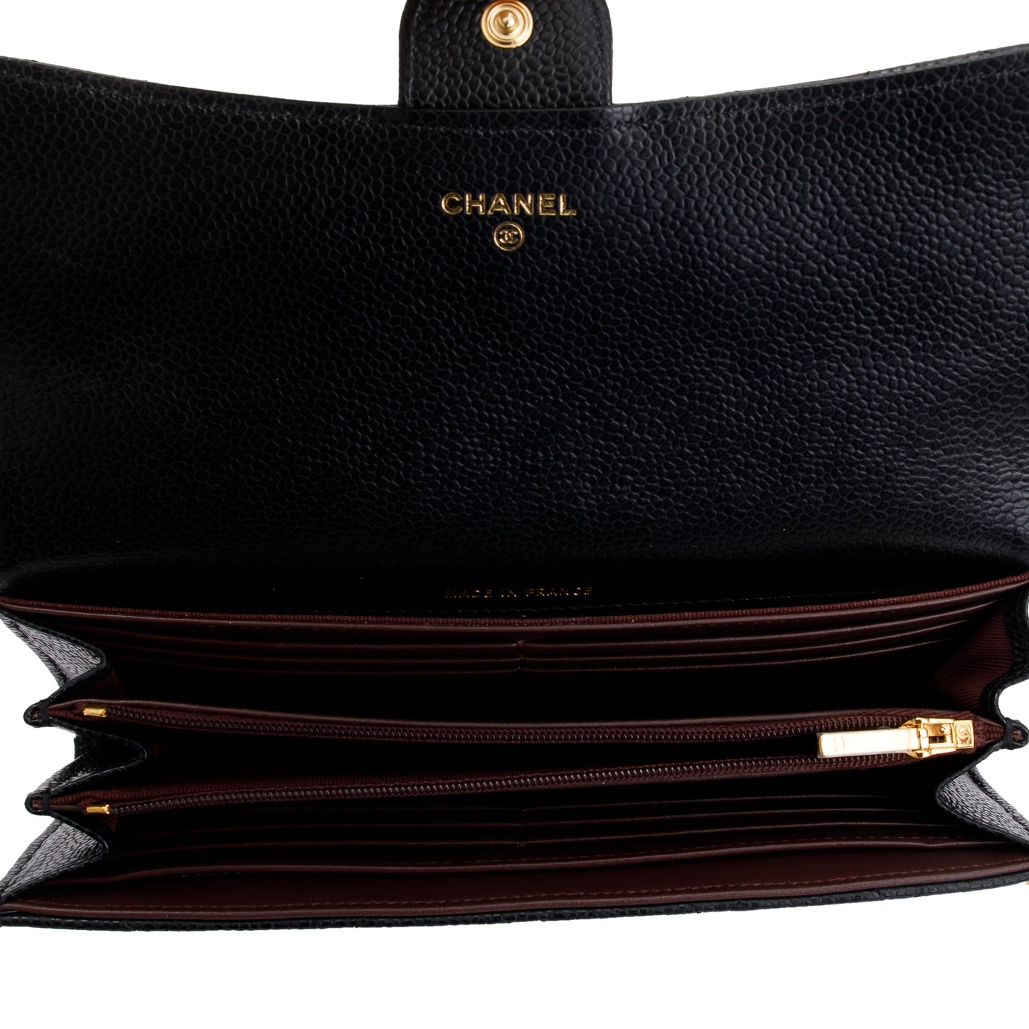 Chanel 2022 Black Caviar Classic Long Flap Wallet
