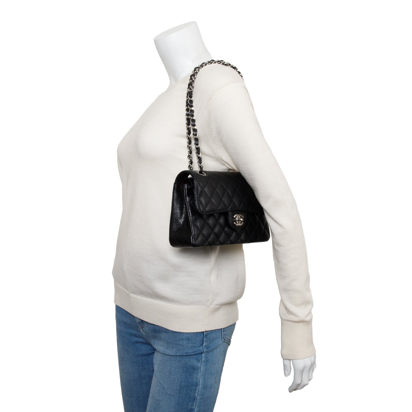 Chanel 2022 Black Caviar Classic Small Double Flap Bag