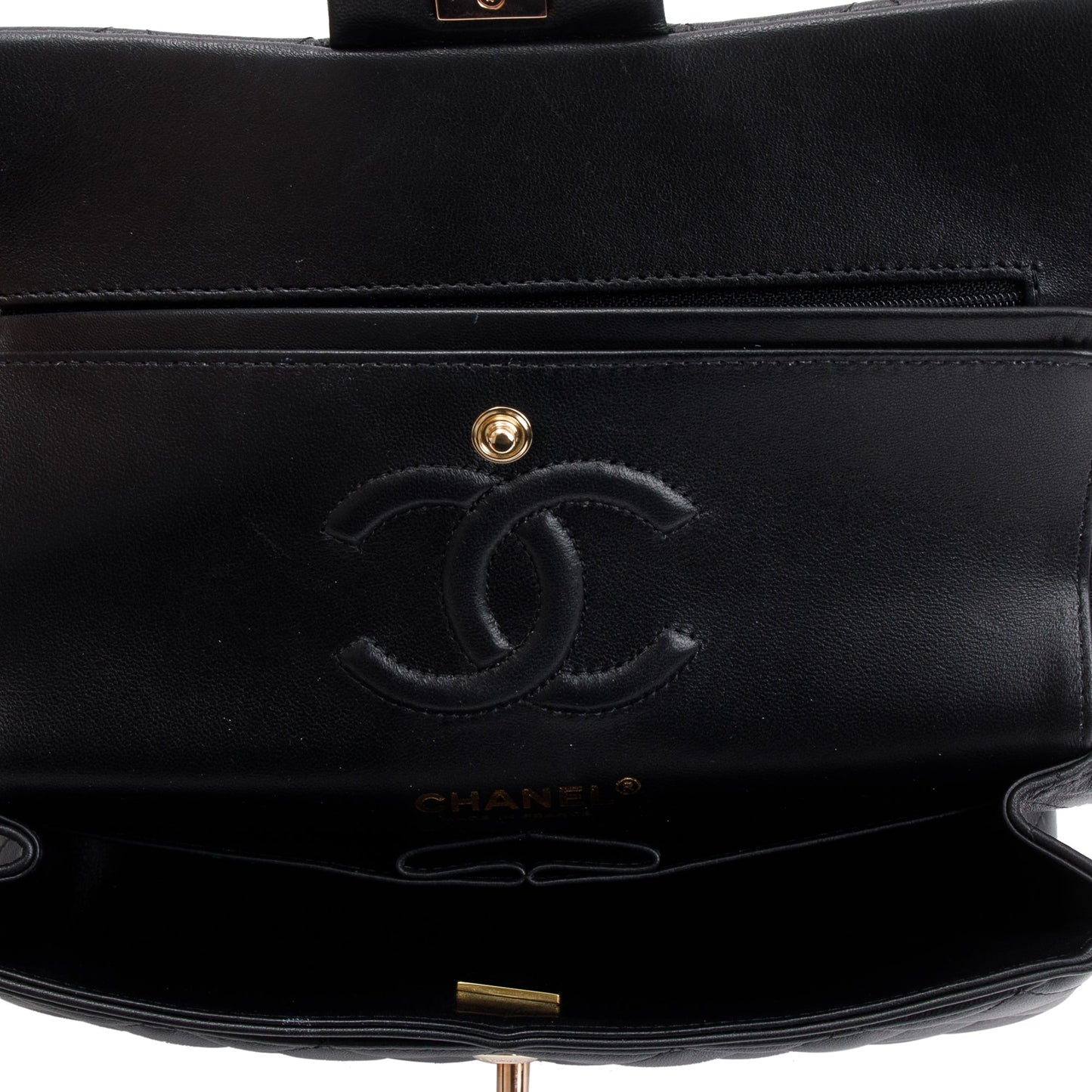 Chanel 2022 Black Lambskin Classic Small Double Flap Bag