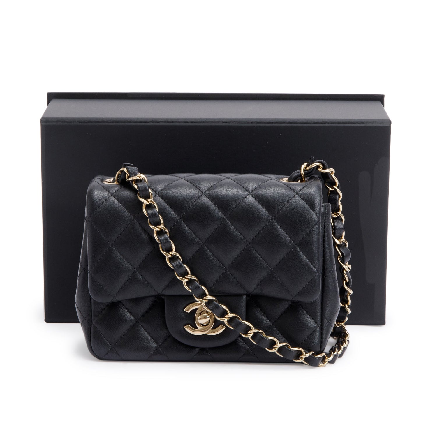 Chanel 2022 Black Quilted Calfskin Leather Classic Square Mini Flap Bag