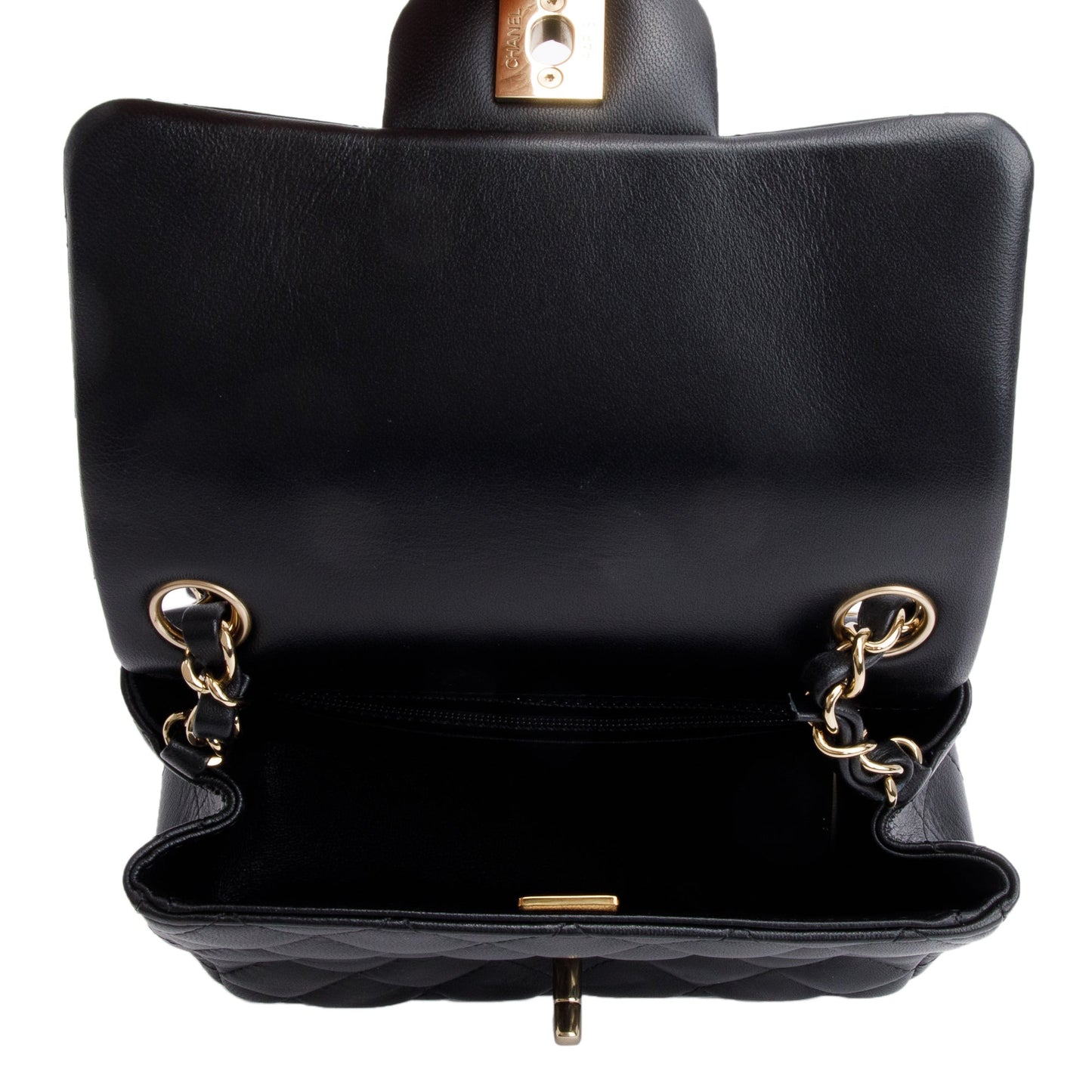 Chanel 2022 Black Quilted Calfskin Leather Classic Square Mini Flap Bag