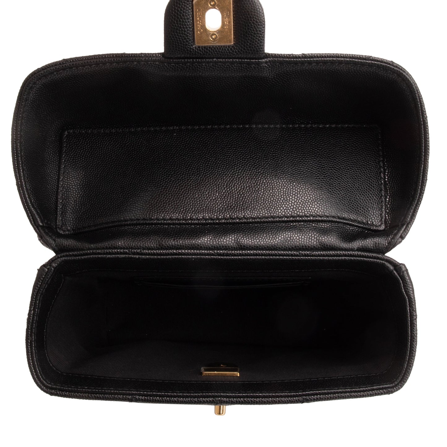 Chanel 2022 Black Quilted Caviar Leather Handy Box Vanity Case