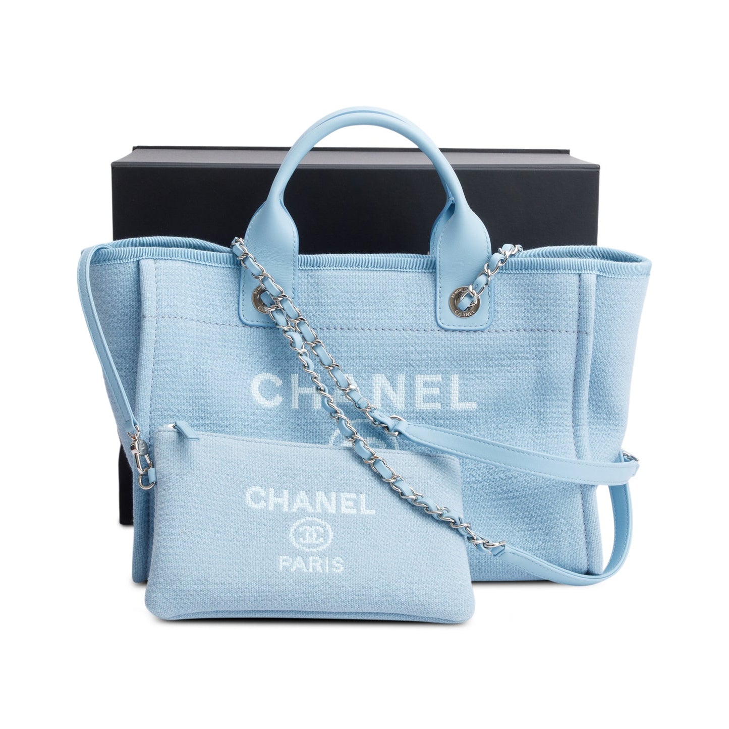 Chanel 2022 Blue Mixed Fibers Small Deauville Tote