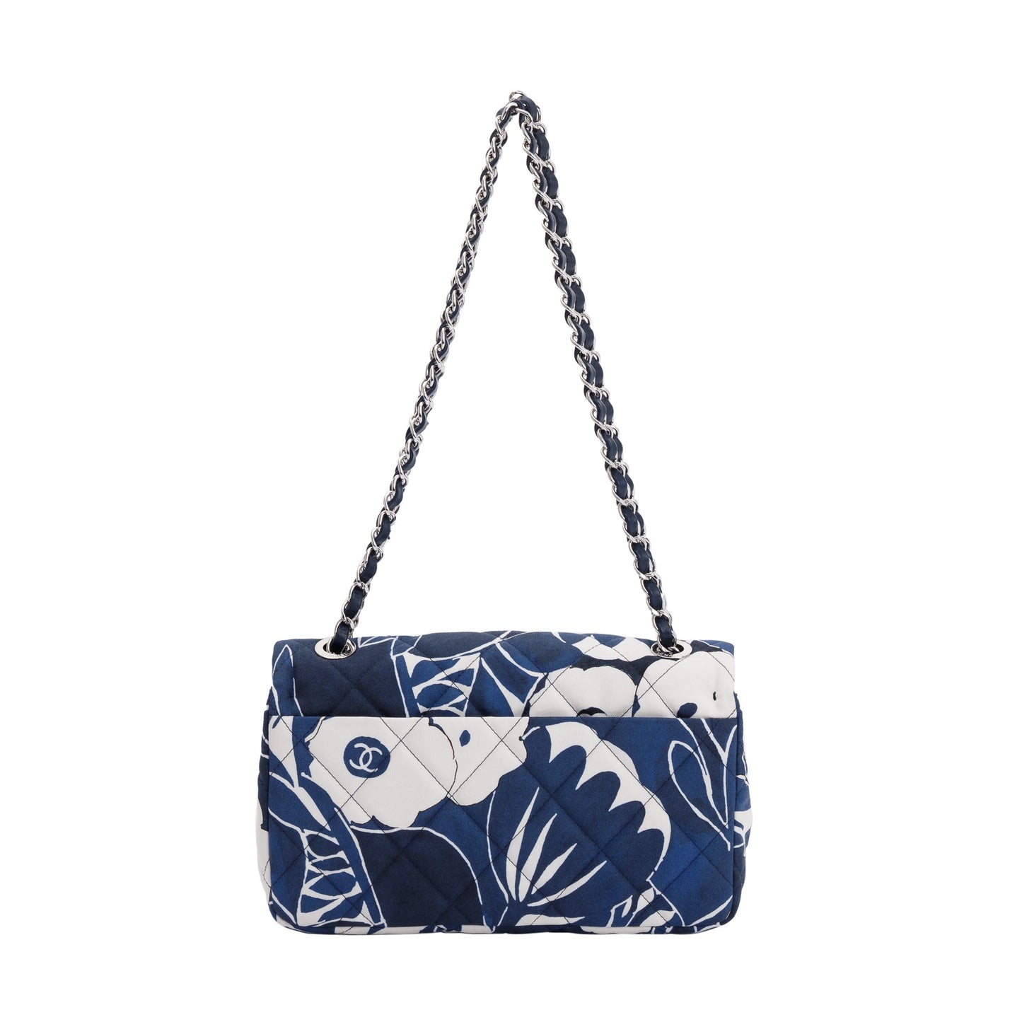 Chanel 2022 Floral Printed Silk CC Medium Single Flap Bag