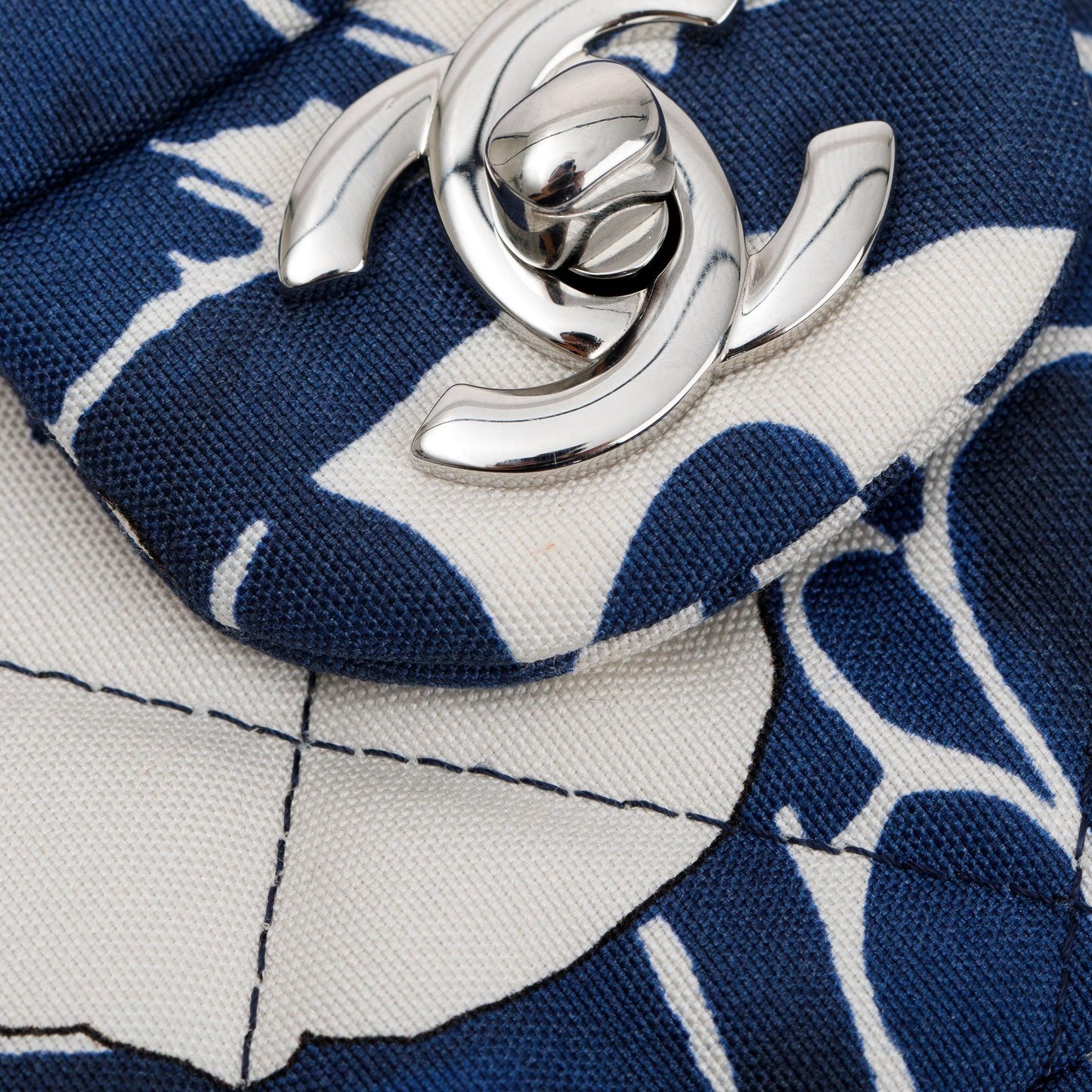 Chanel 2022 Floral Printed Silk CC Medium Single Flap Bag