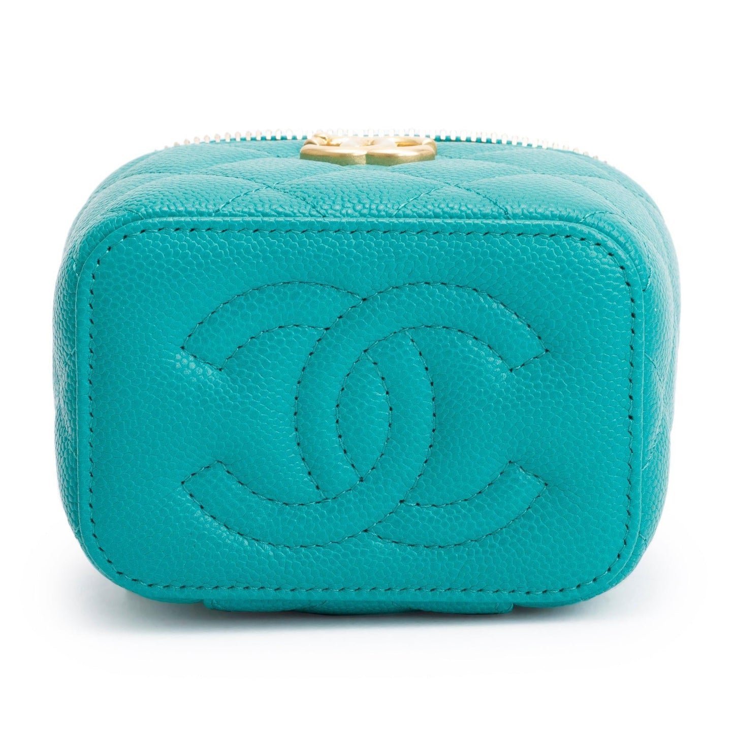 Chanel 2022 Green Caviar Leather Mini Heart Crush Vanity Case