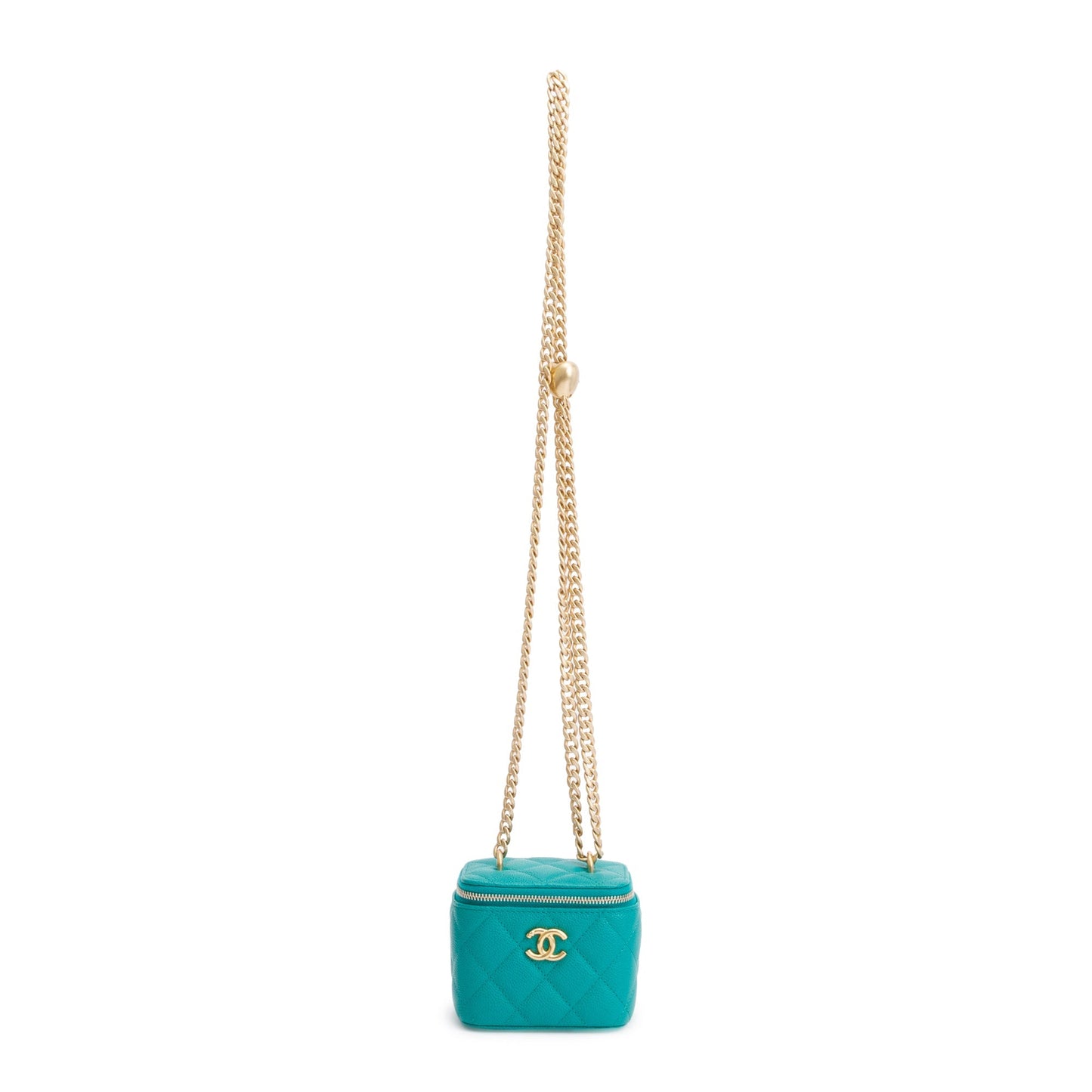 Chanel 2022 Green Caviar Leather Mini Heart Crush Vanity Case