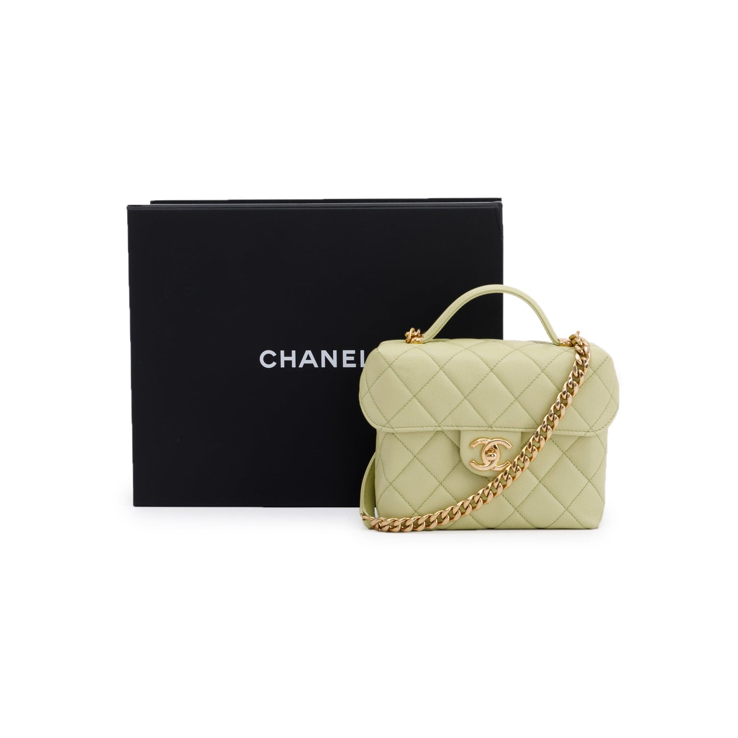Chanel 2022 Green Caviar Leather Small Vanity Case