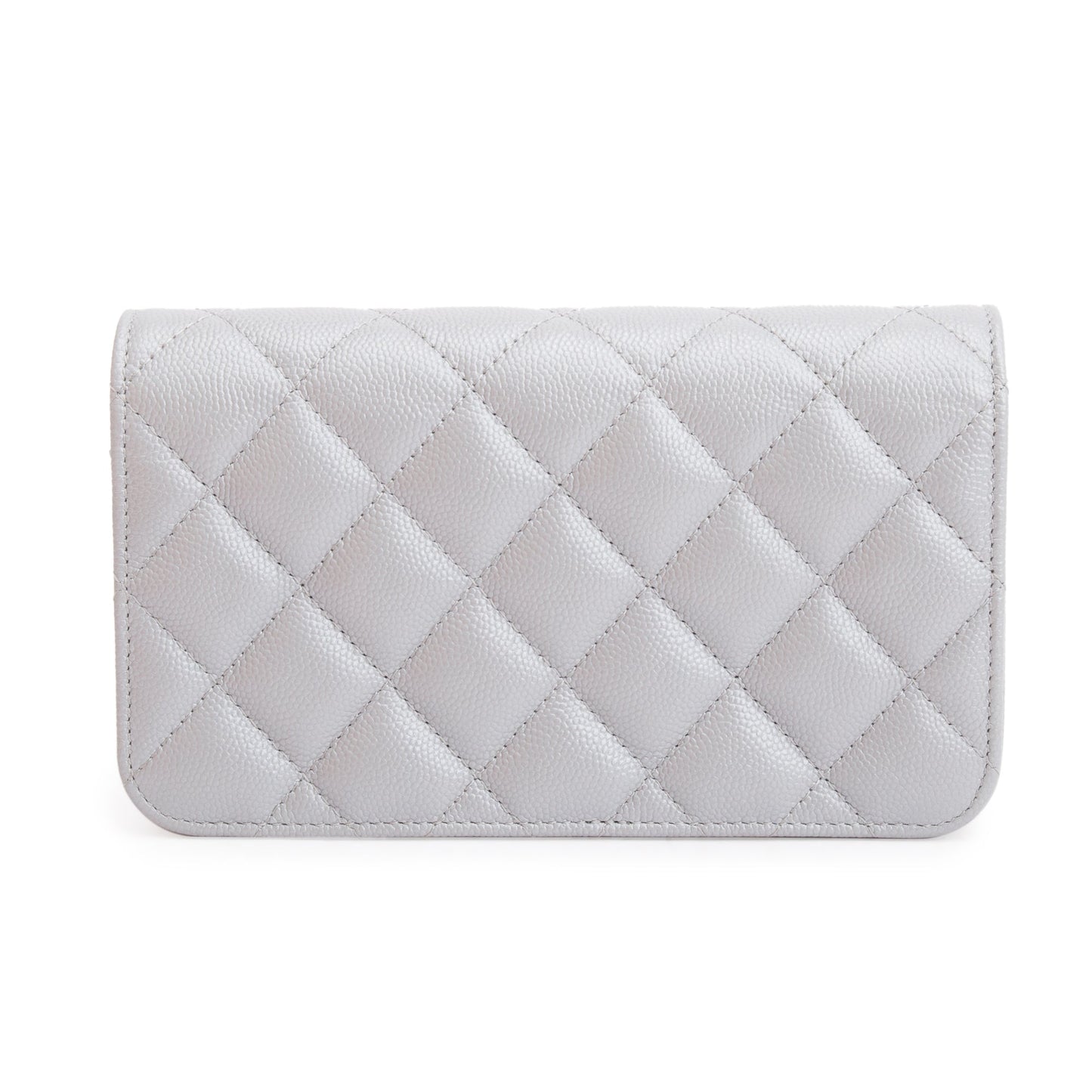 Chanel 2022 Grey Quilted Caviar Leather Classic Phone Holder on Chain