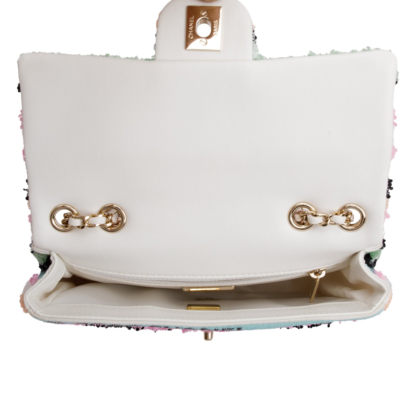 Chanel 2022 Multicolor Sequin Coco Logo Mini Flap Bag